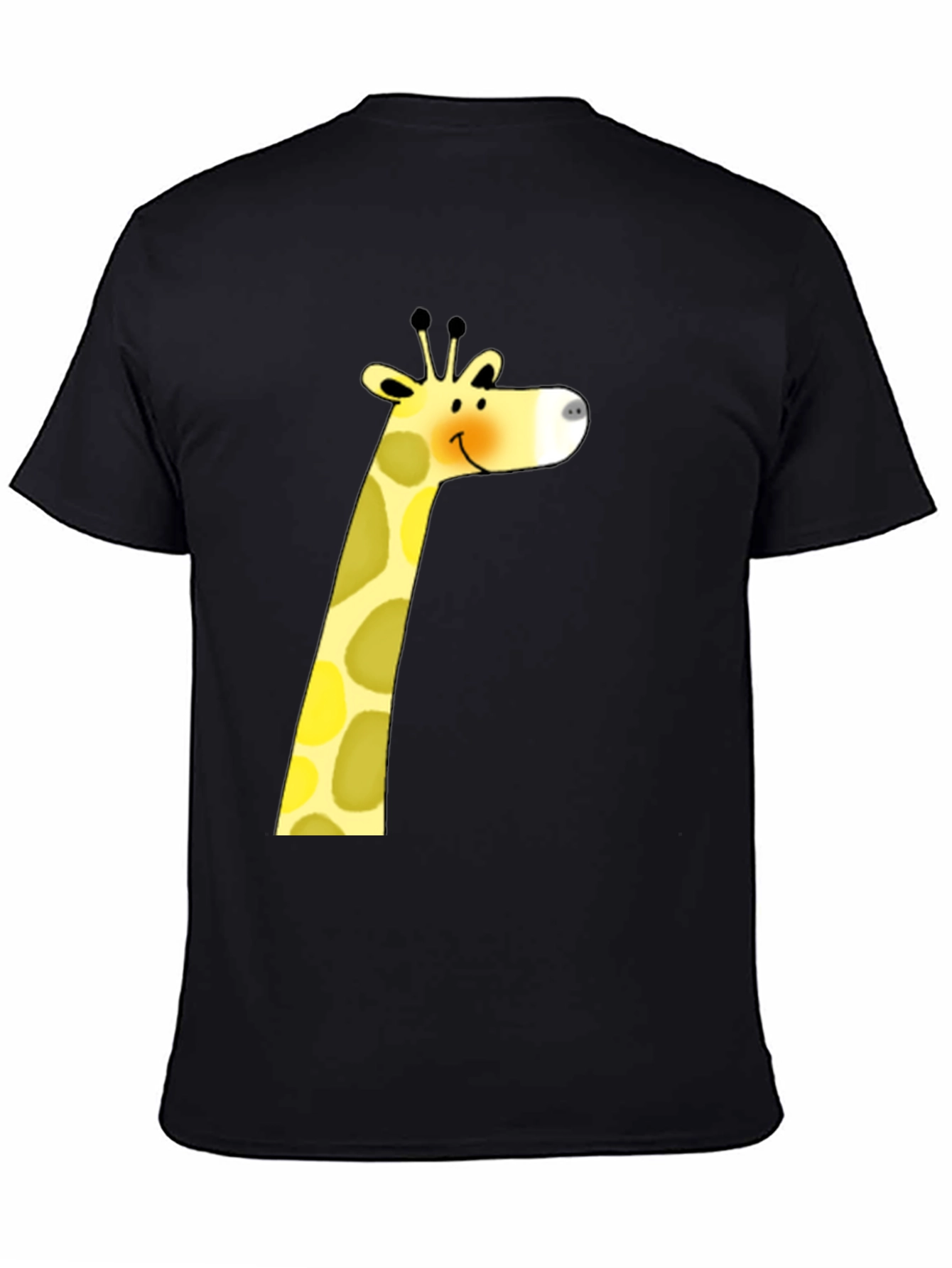 Cute Giraffe Graphic Print Black T-Shirt