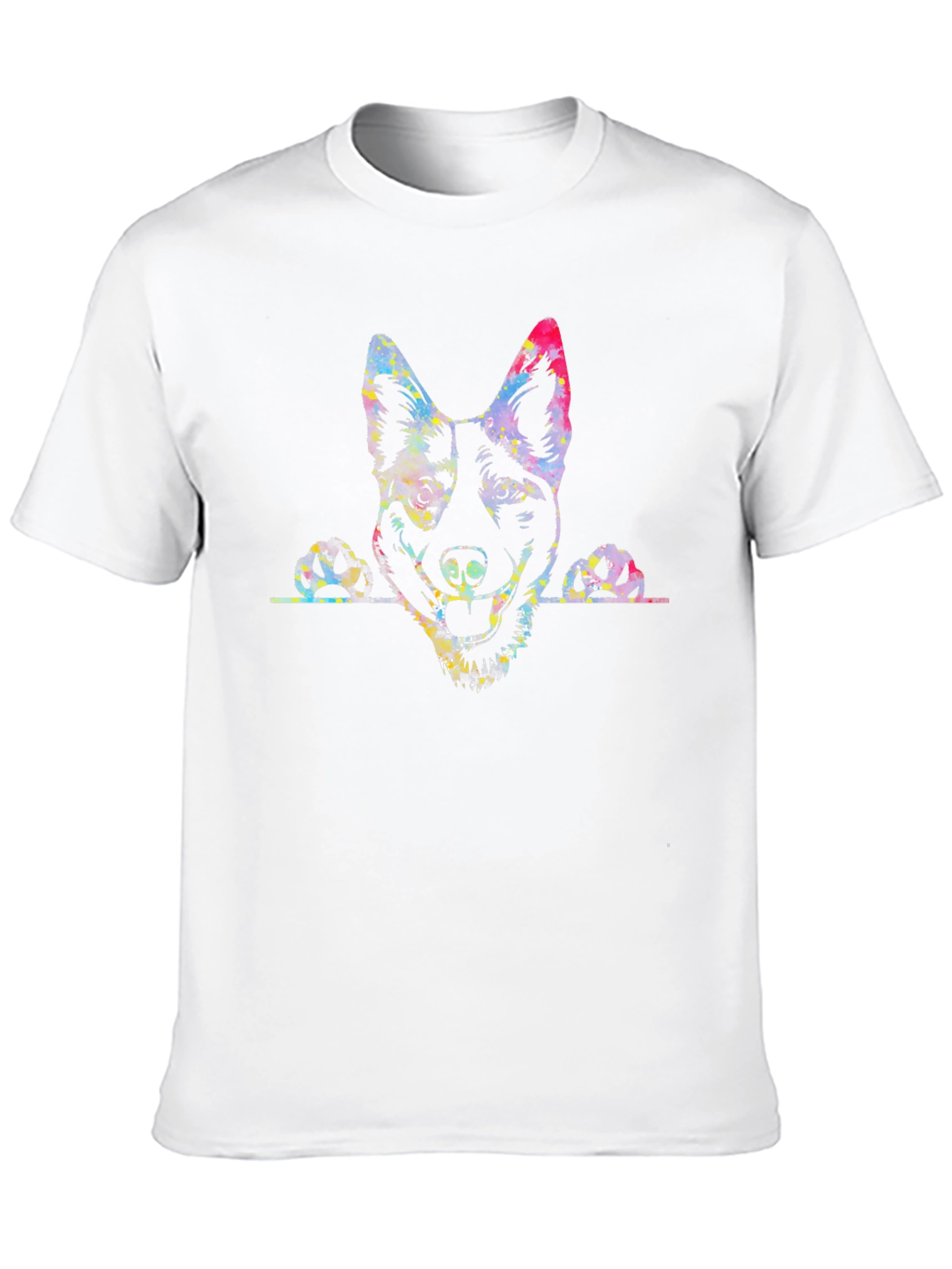 Dog Portrait Mens Black Graphic T-Shirt