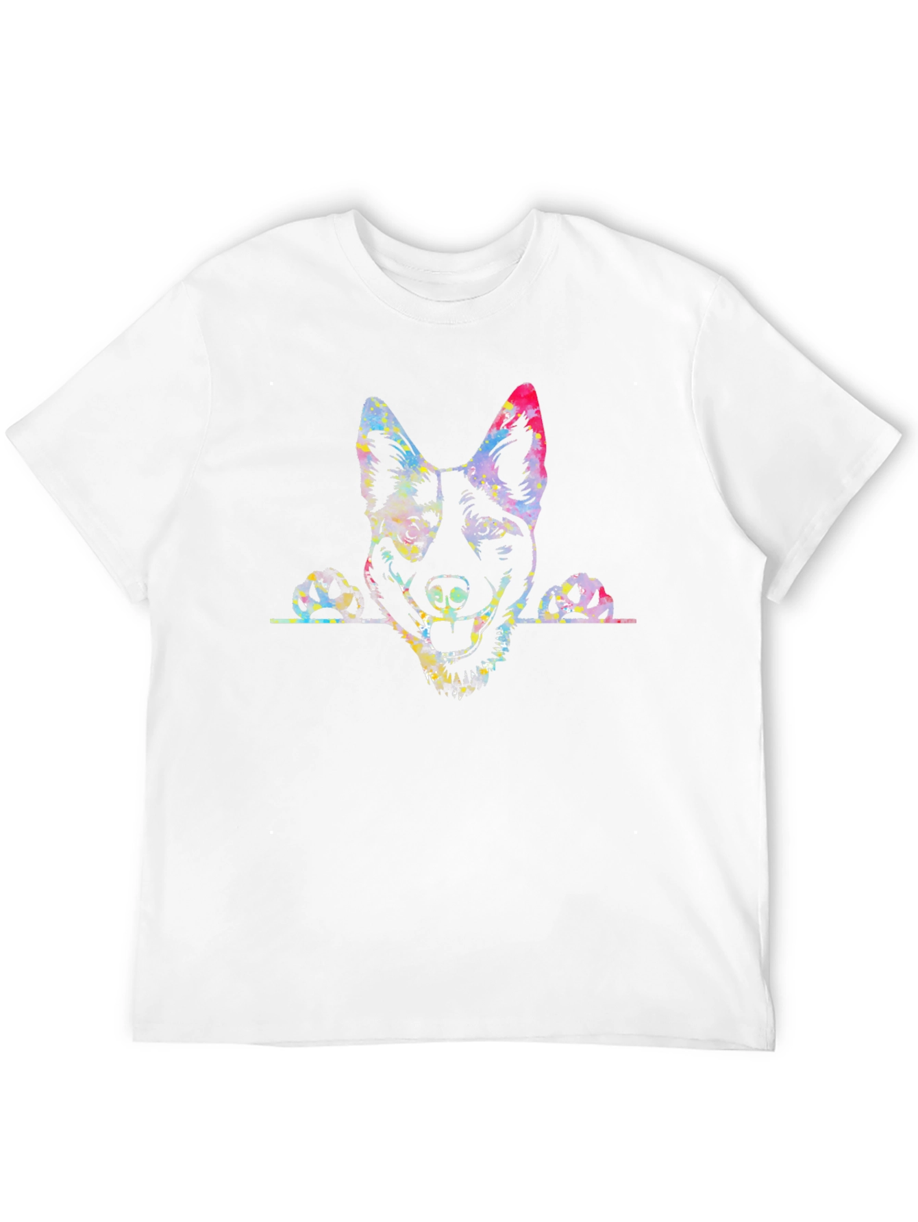 Dog Portrait Mens Black Graphic T-Shirt
