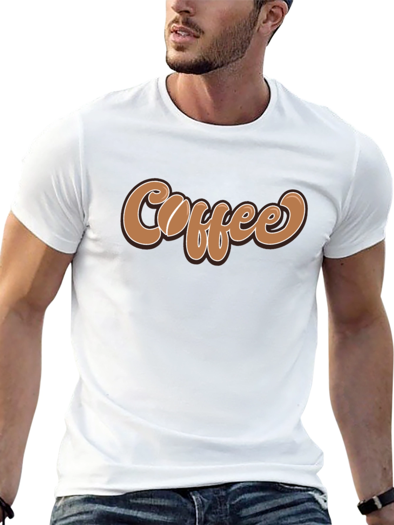 Coffee Bean Lettering Graphic Black T-Shirt