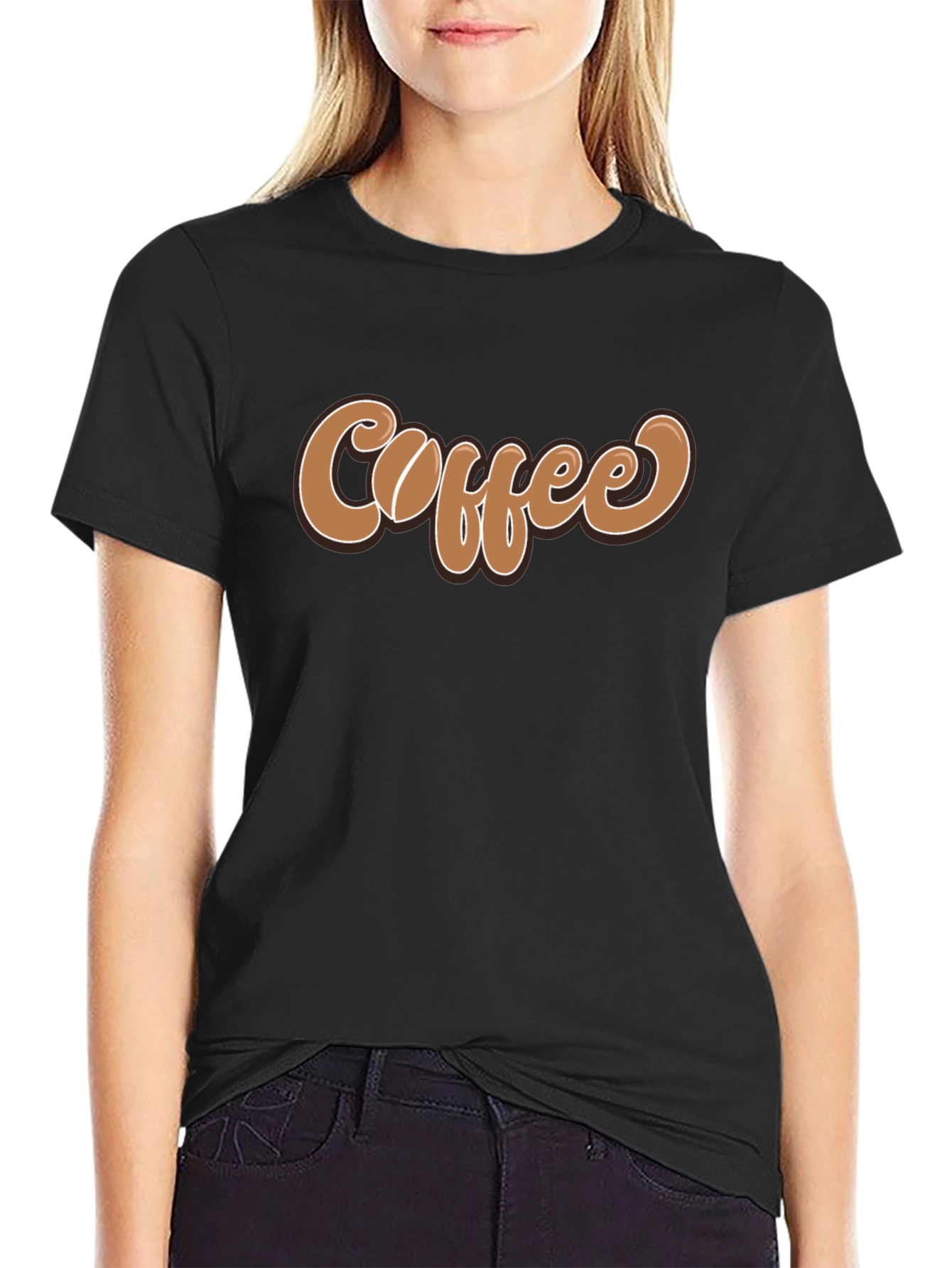 Coffee Bean Lettering Graphic Black T-Shirt