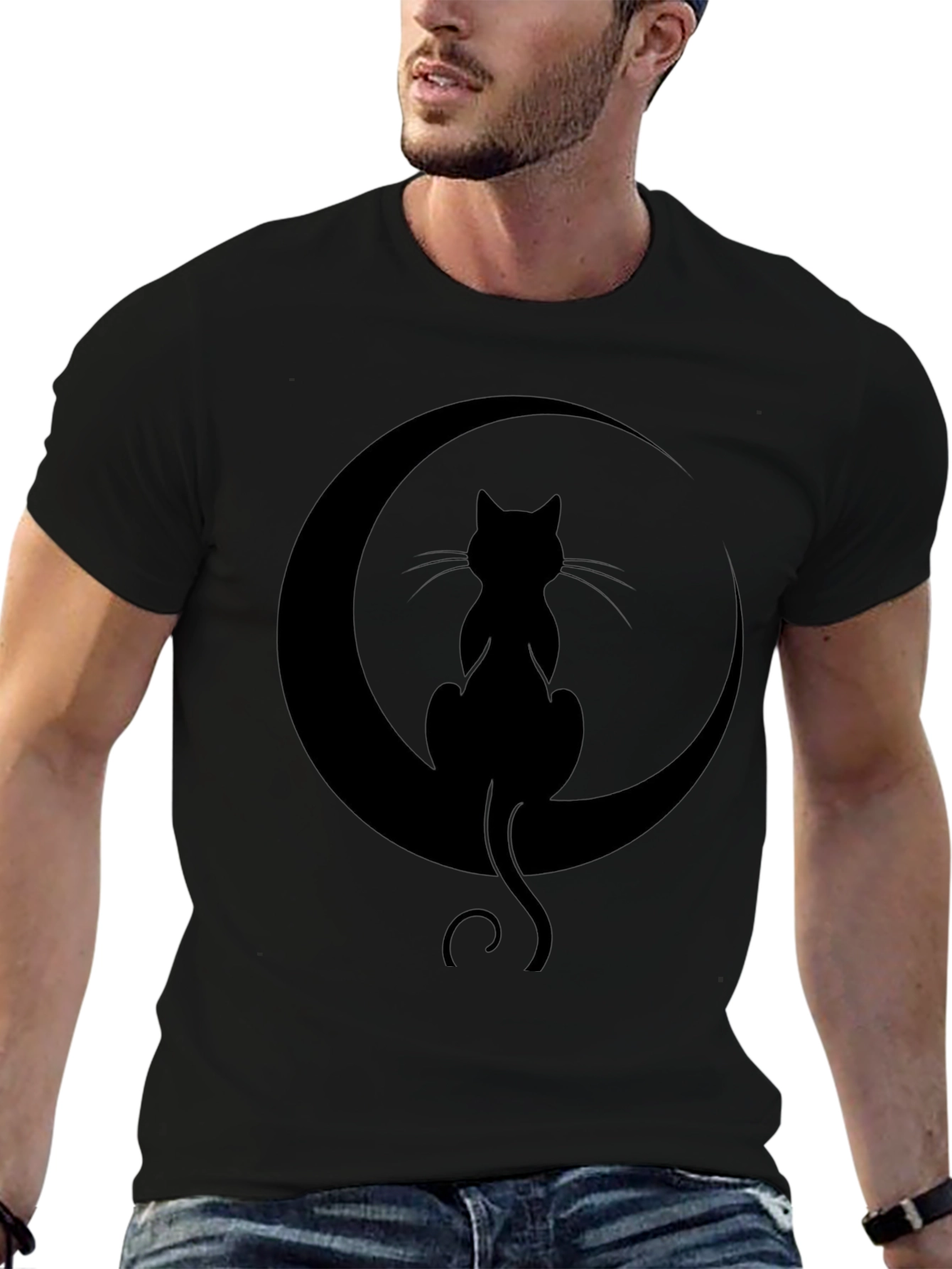 Black Cat Moon Graphic T-Shirt - Unisex