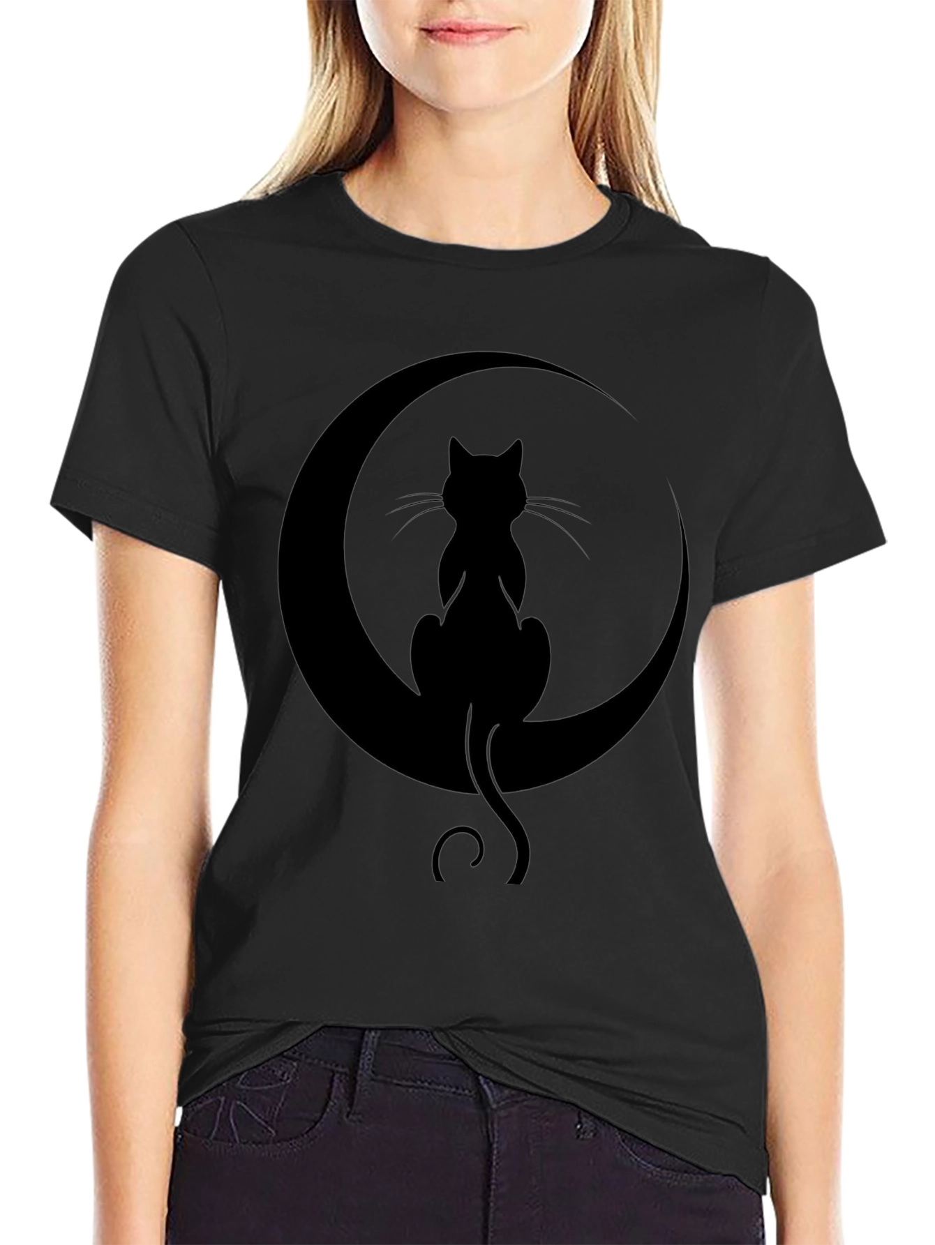 Black Cat Moon Graphic T-Shirt - Unisex
