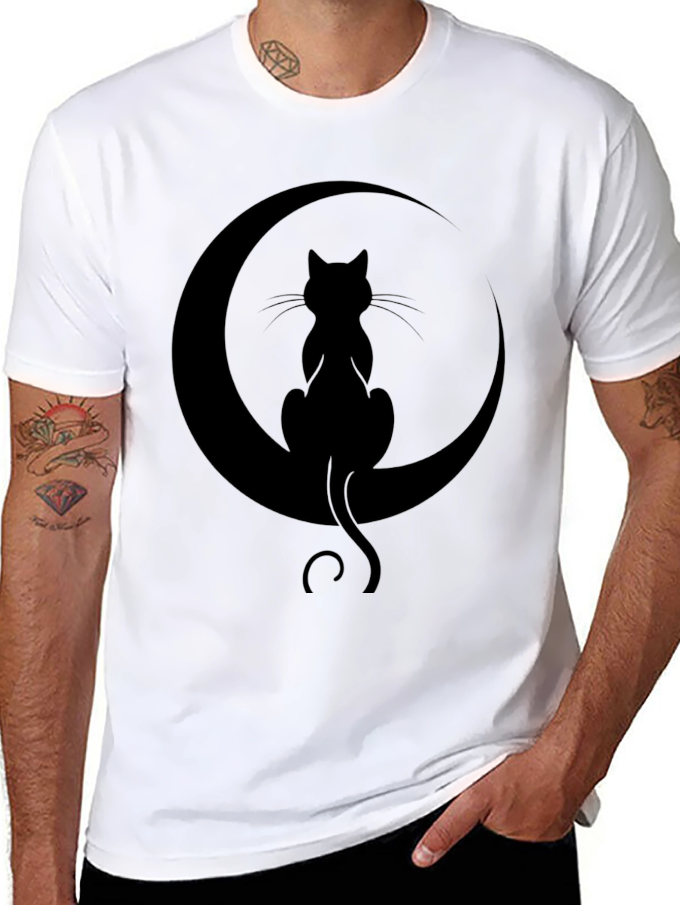 Black Cat Moon Graphic T-Shirt - Unisex