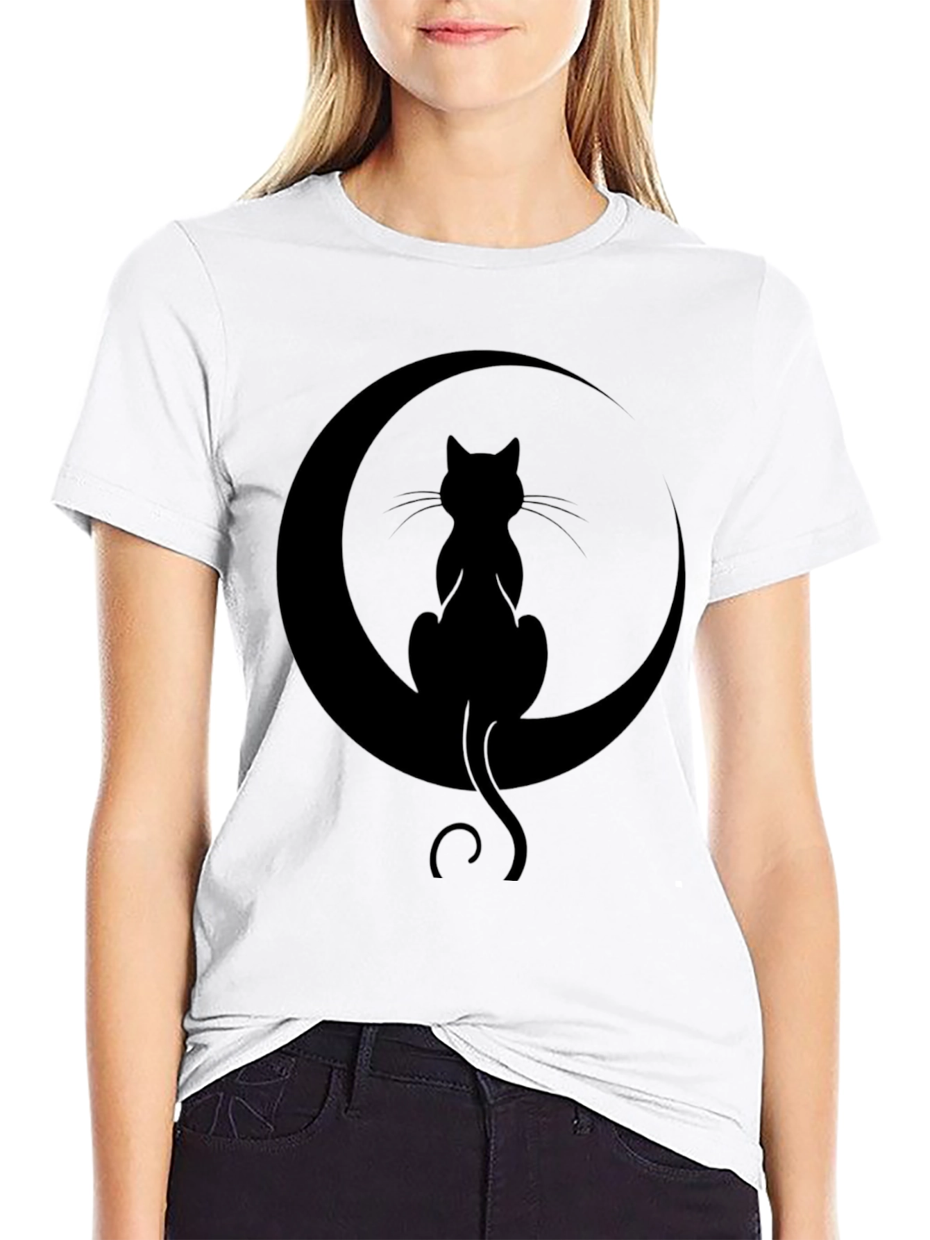 Black Cat Moon Graphic T-Shirt - Unisex