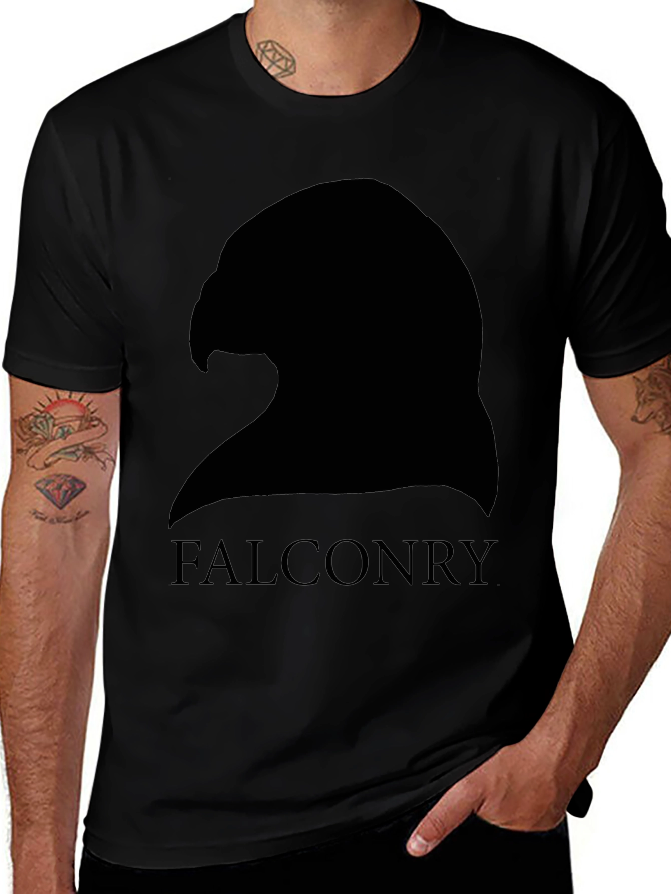 Falconry Silhouette Graphic Tee - Black