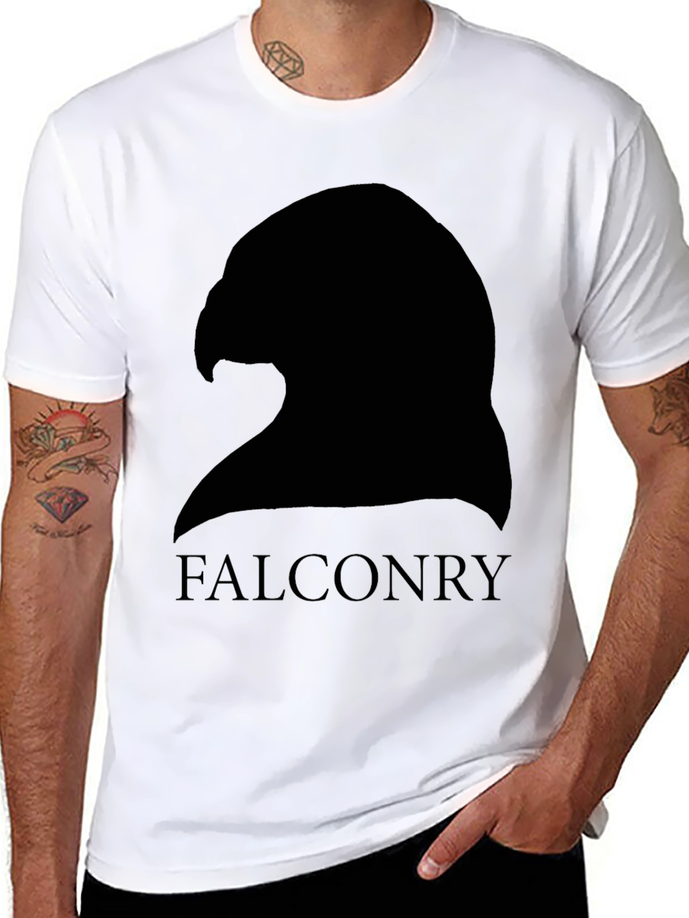 Falconry Silhouette Graphic Tee - Black