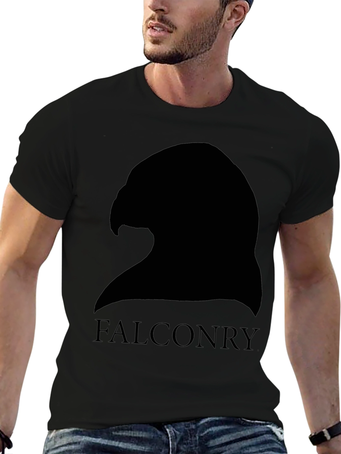 Falconry Silhouette Graphic Tee - Black