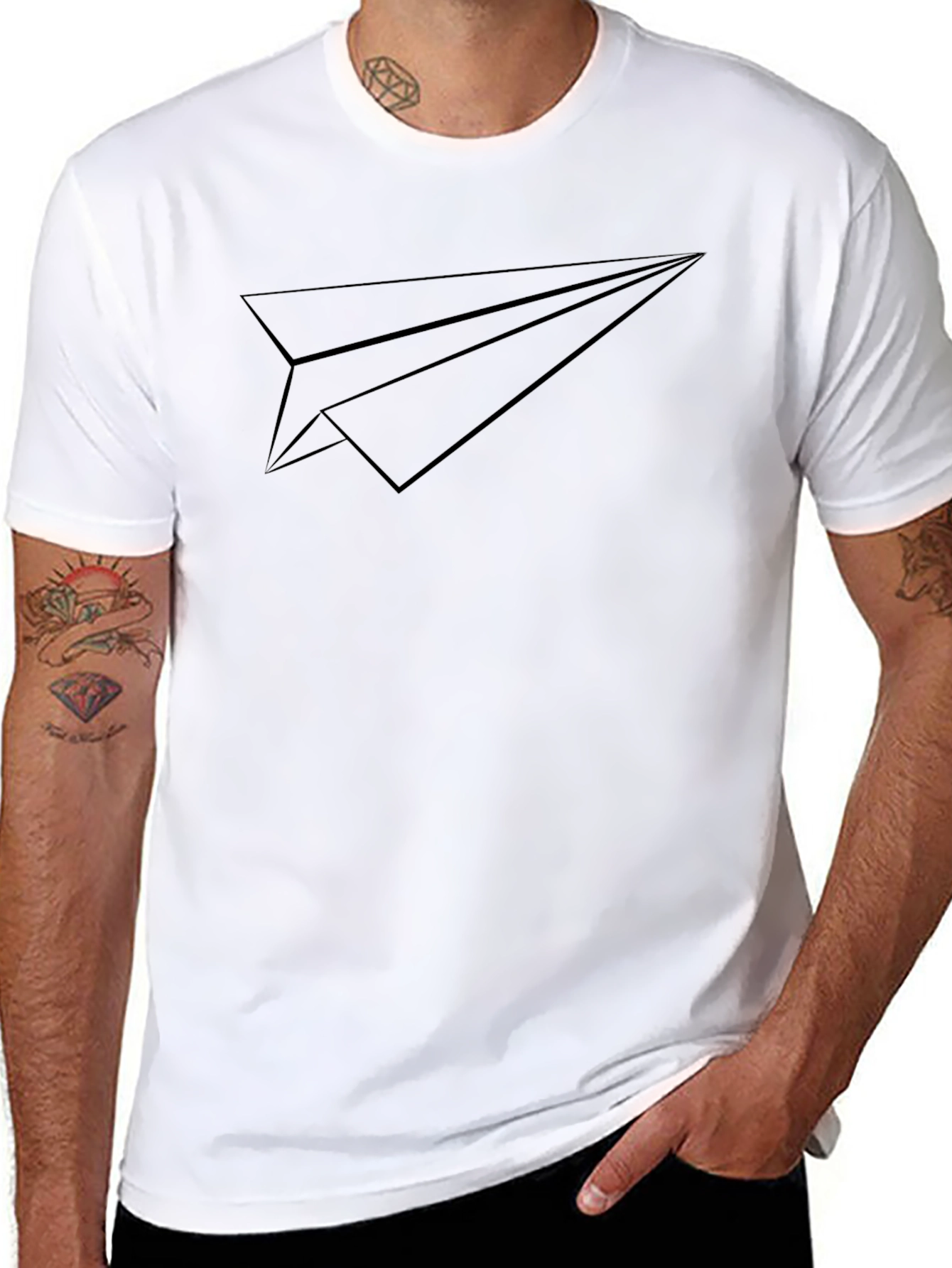 Paper Airplane Graphic Tee - Black Modern Design