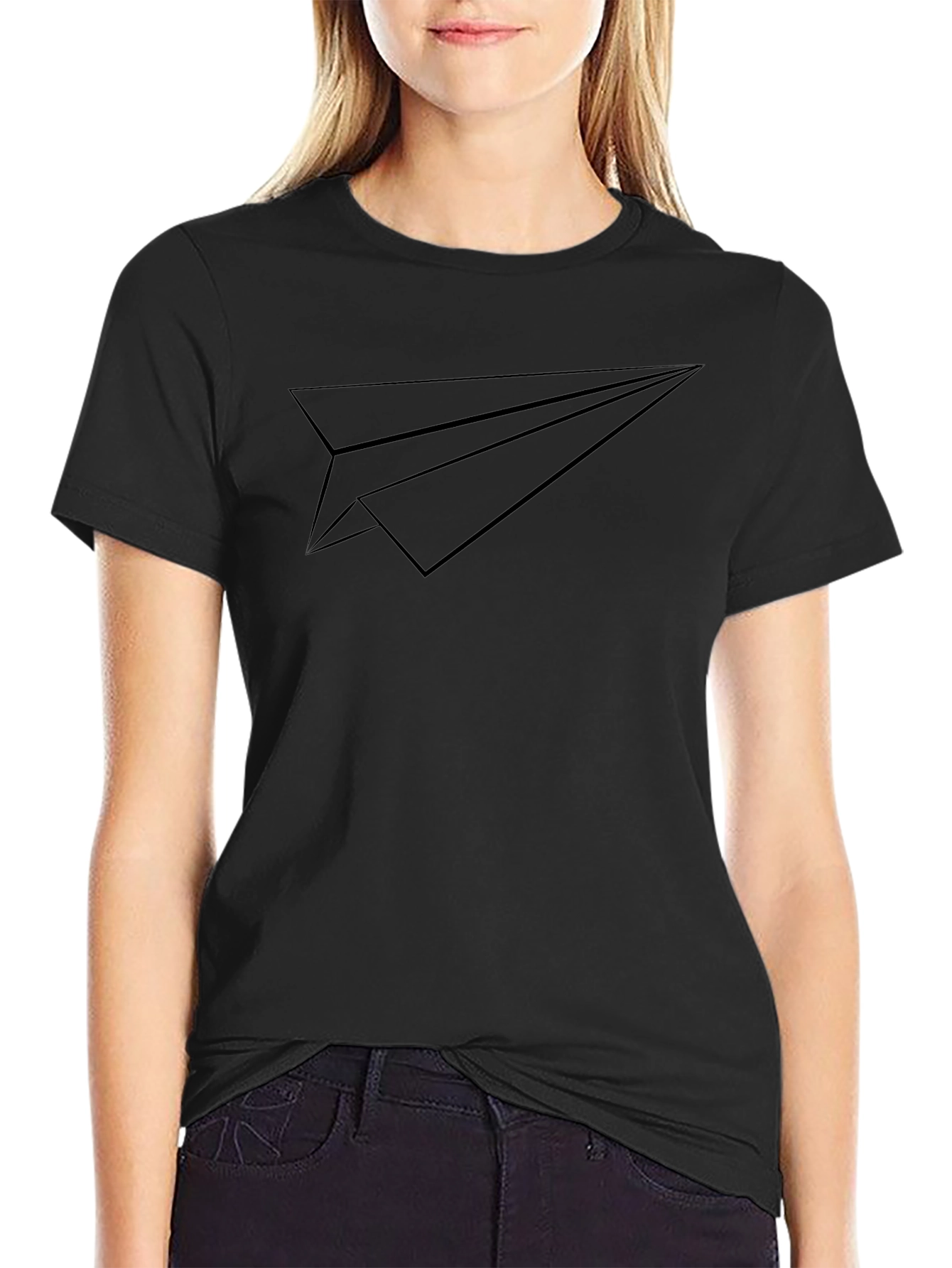 Paper Airplane Graphic Tee - Black Modern Design