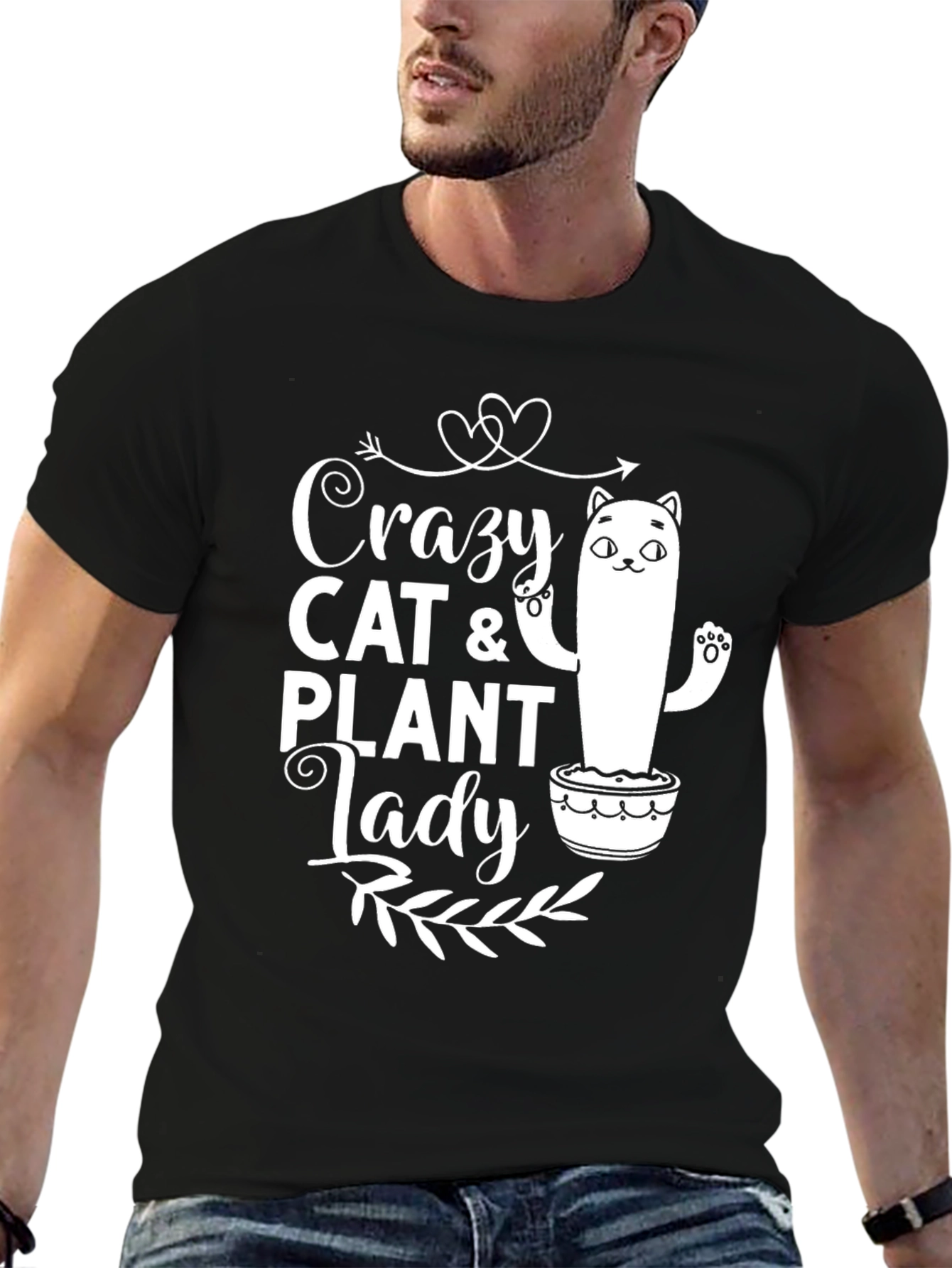 Crazy Cat & Plant Lady Graphic T-Shirt
