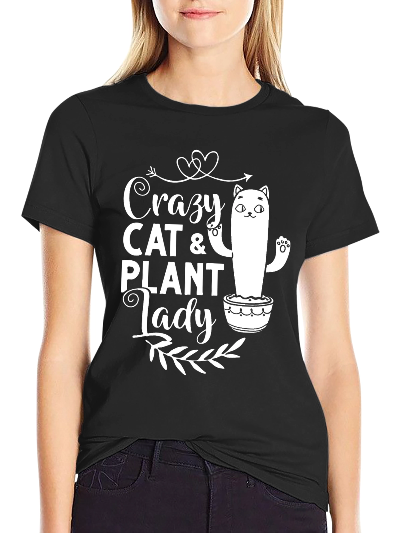 Crazy Cat & Plant Lady Graphic T-Shirt