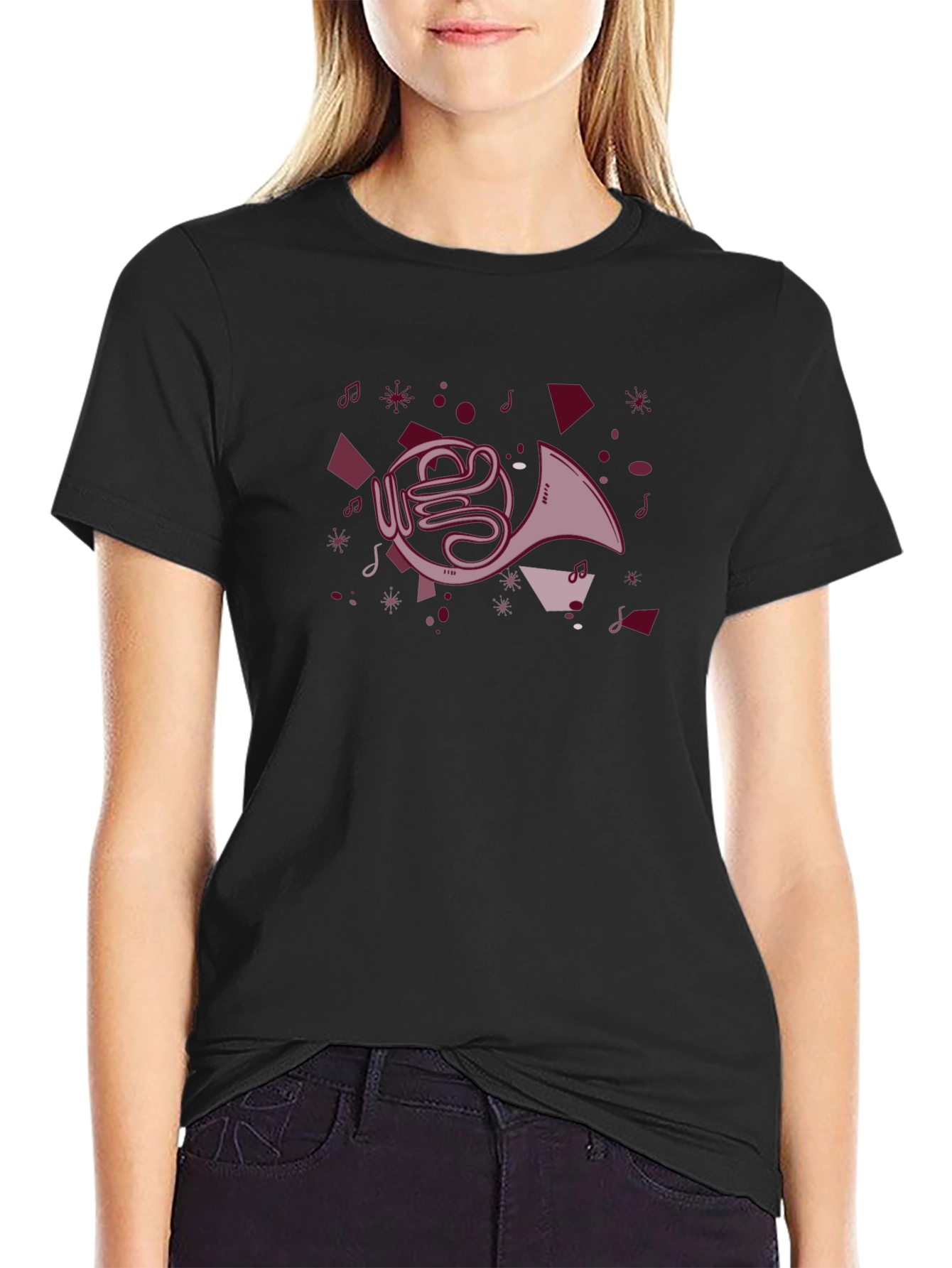 French Horn Graphic Tee - Music Lovers T-Shirt