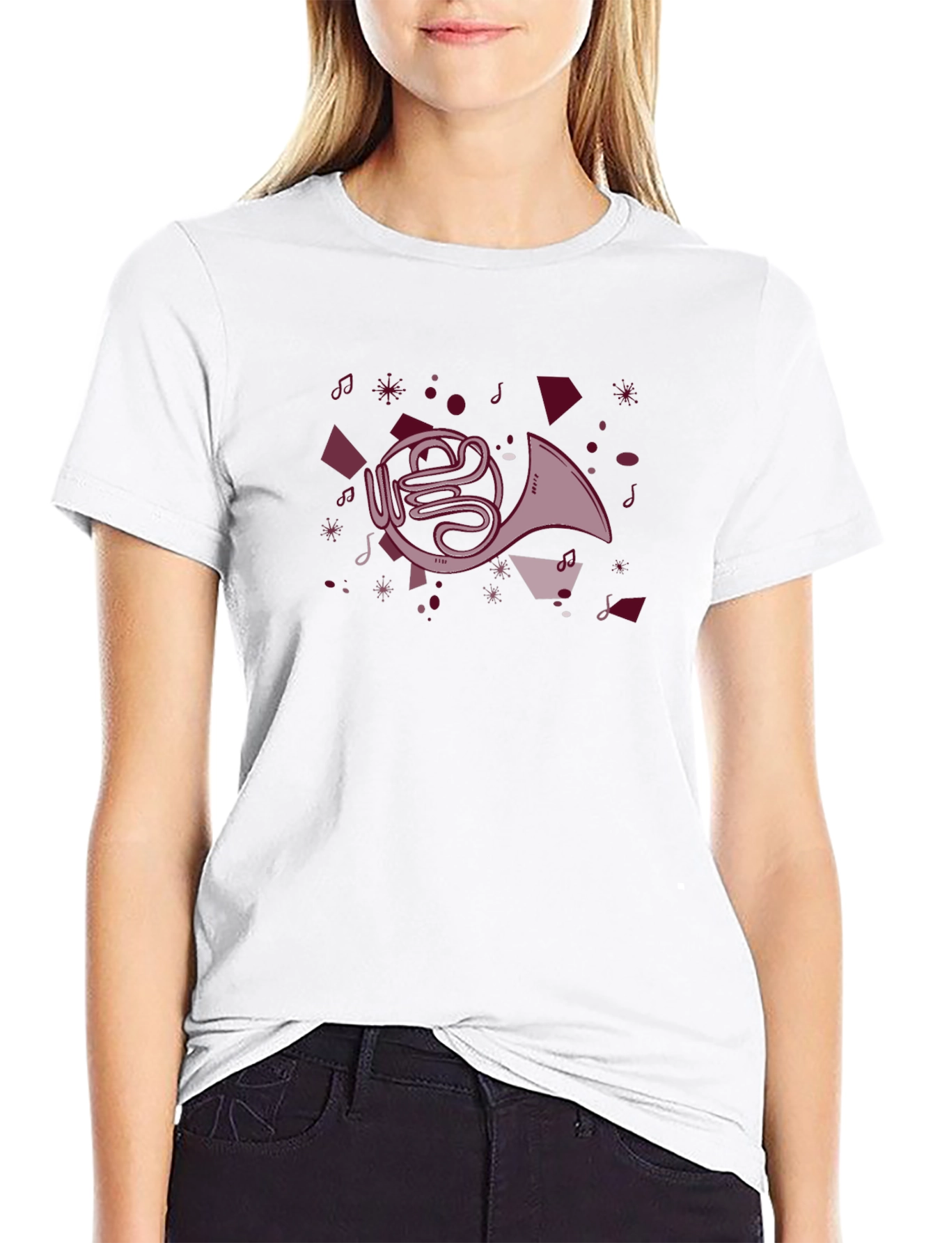 French Horn Graphic Tee - Music Lovers T-Shirt