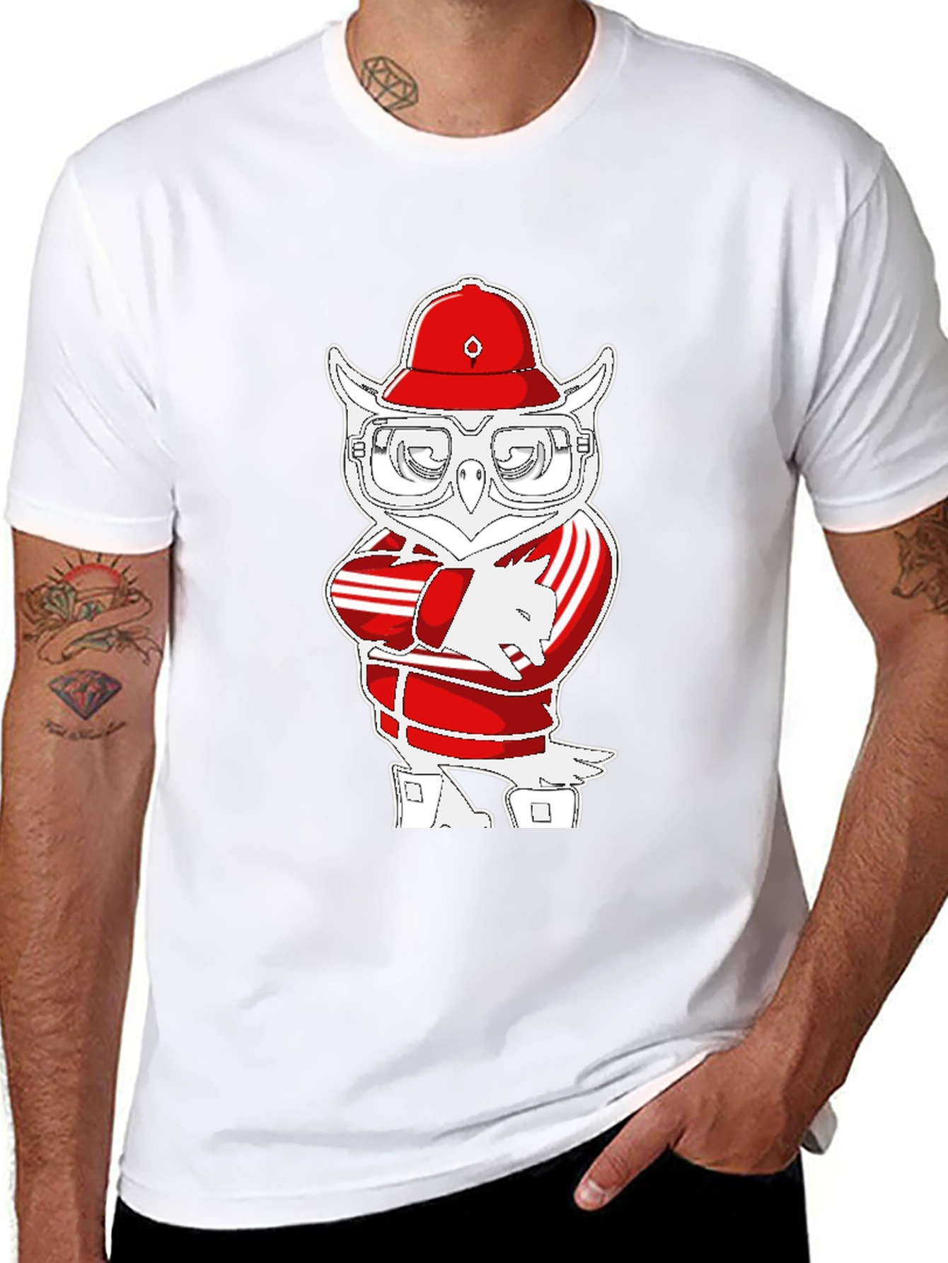 Owl in Tracksuit T-Shirt - Cool Cartoon Tee