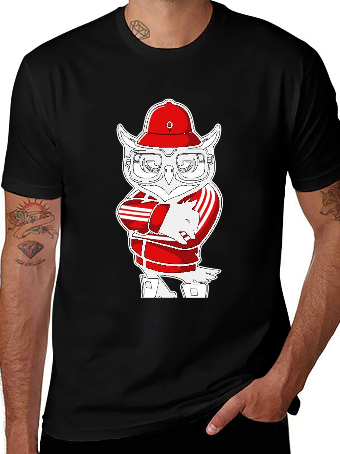 Owl in Tracksuit T-Shirt - Cool Cartoon Tee