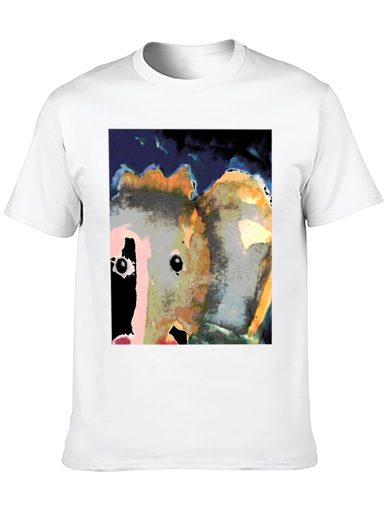 Abstract Face Print Black T-Shirt