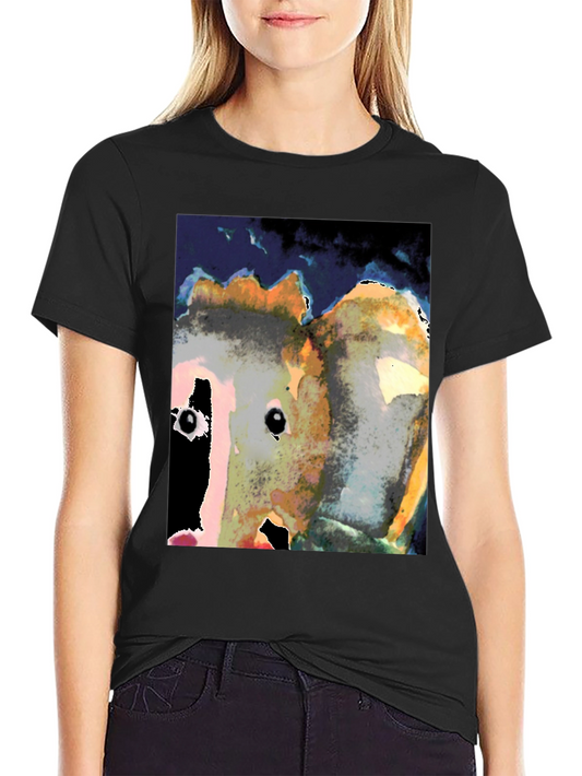 Abstract Face Print Black T-Shirt