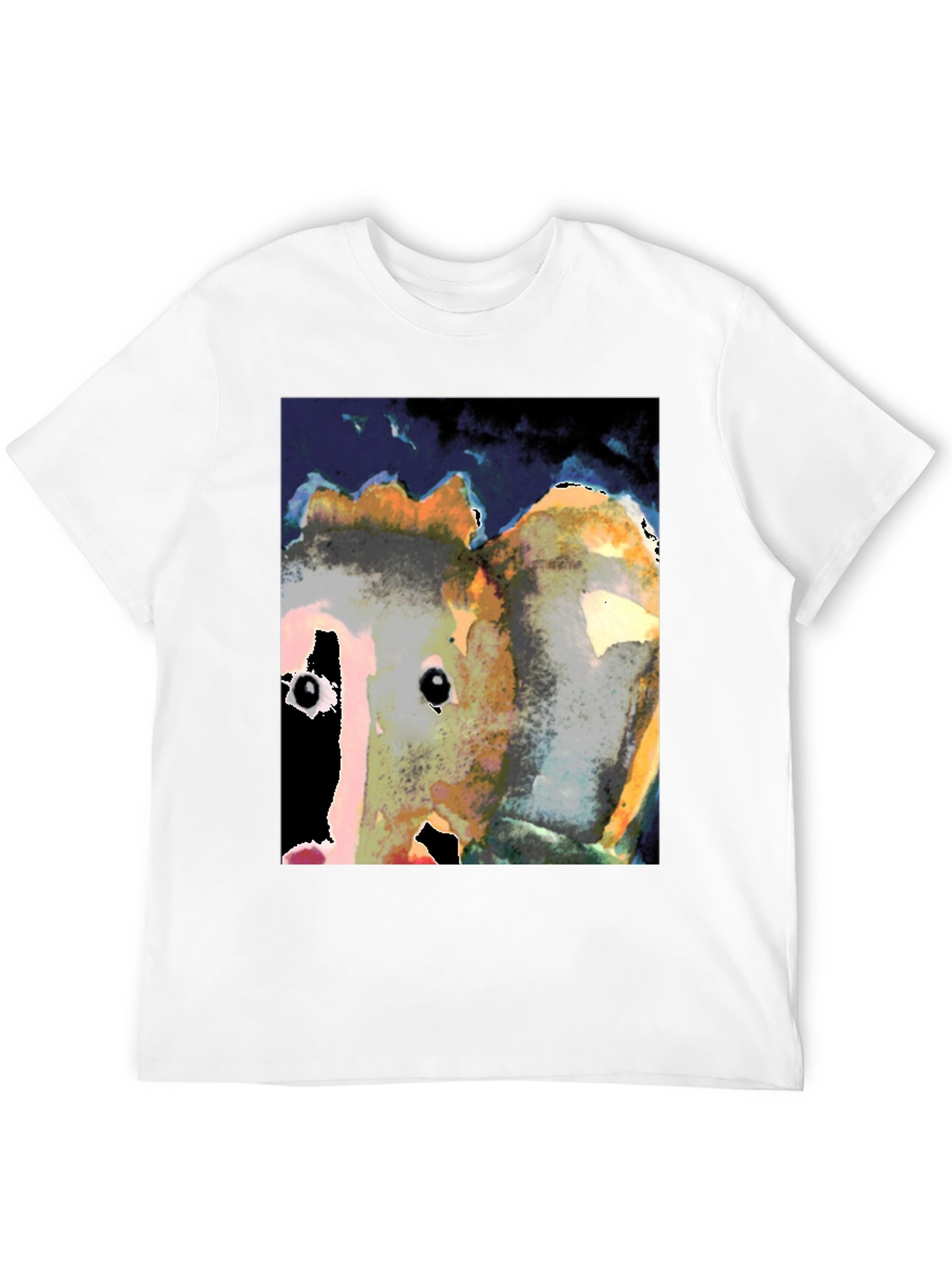 Abstract Face Print Black T-Shirt