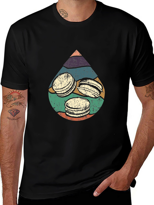 Retro Macaron Graphic Tee - Vintage Style Comfort