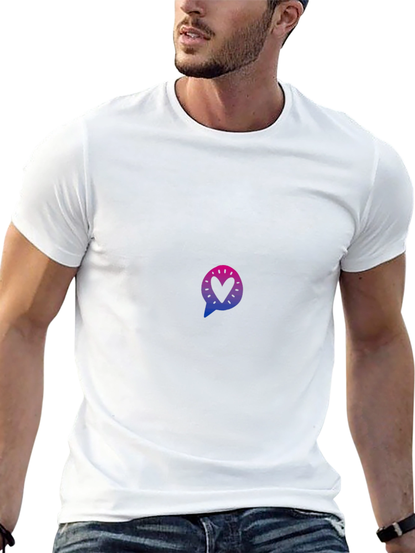 Heart Chat Bubble Graphic Tee - Black