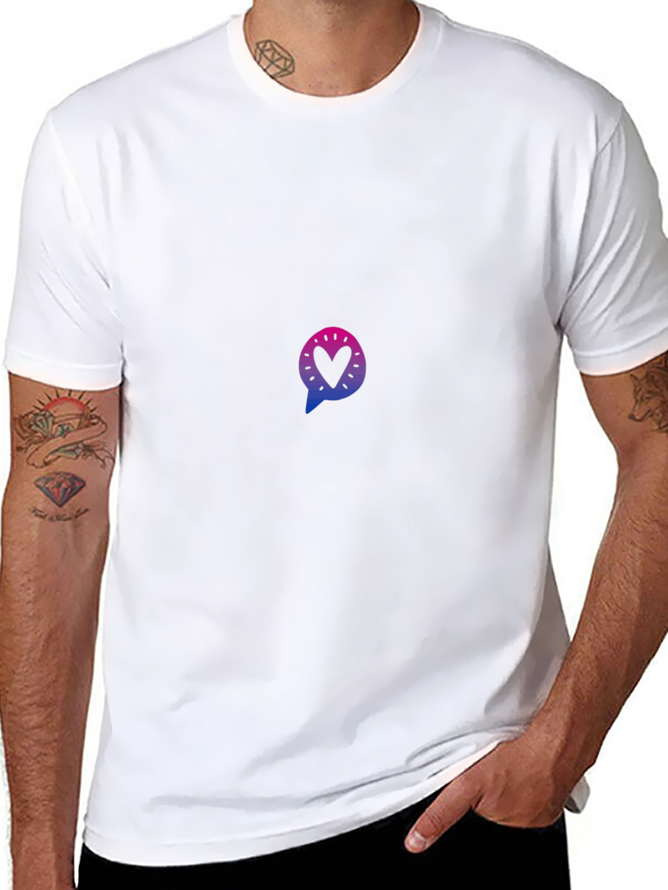 Heart Chat Bubble Graphic Tee - Black