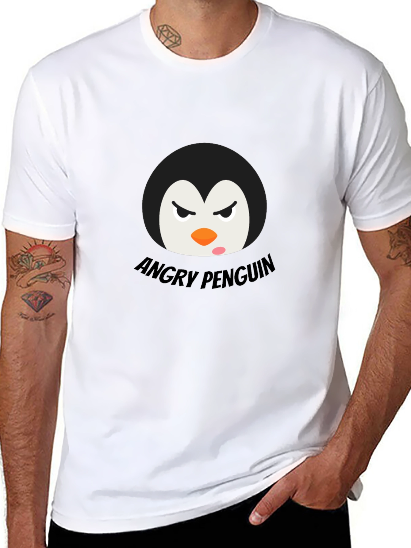 Angry Penguin Graphic Tee - Black Cotton T-Shirt