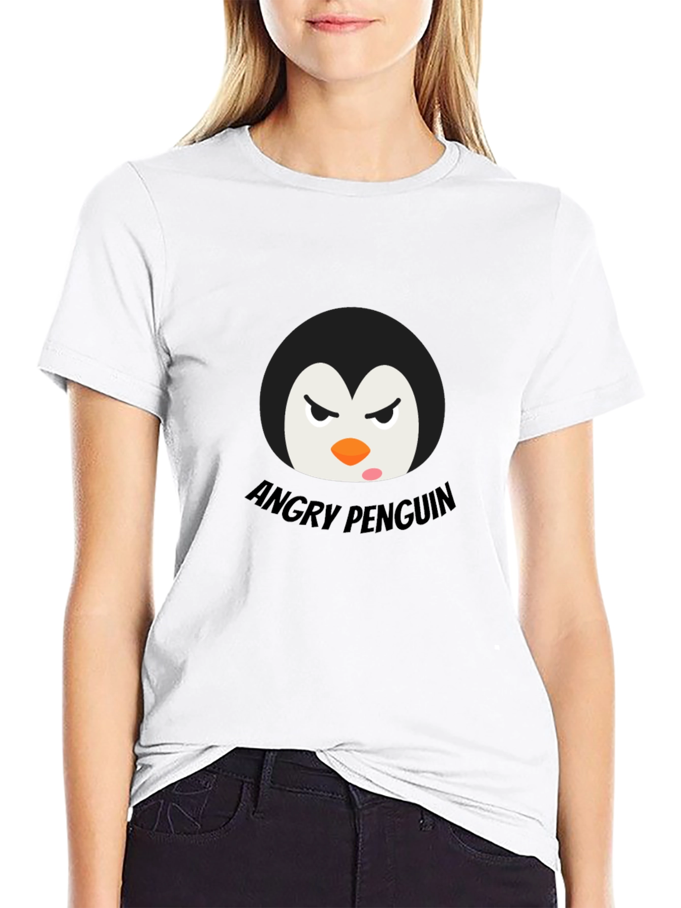 Angry Penguin Graphic Tee - Black Cotton T-Shirt