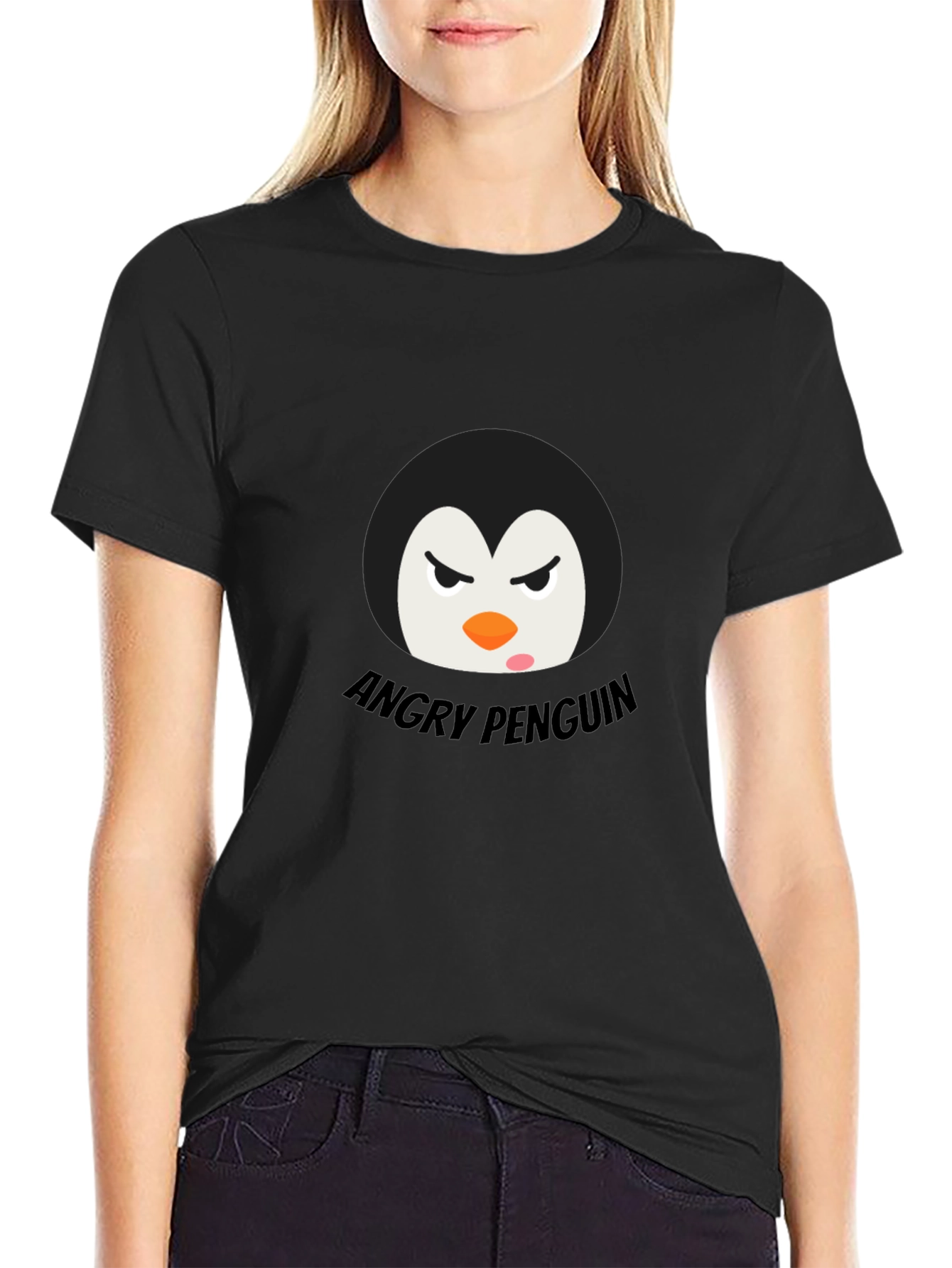 Angry Penguin Graphic Tee - Black Cotton T-Shirt