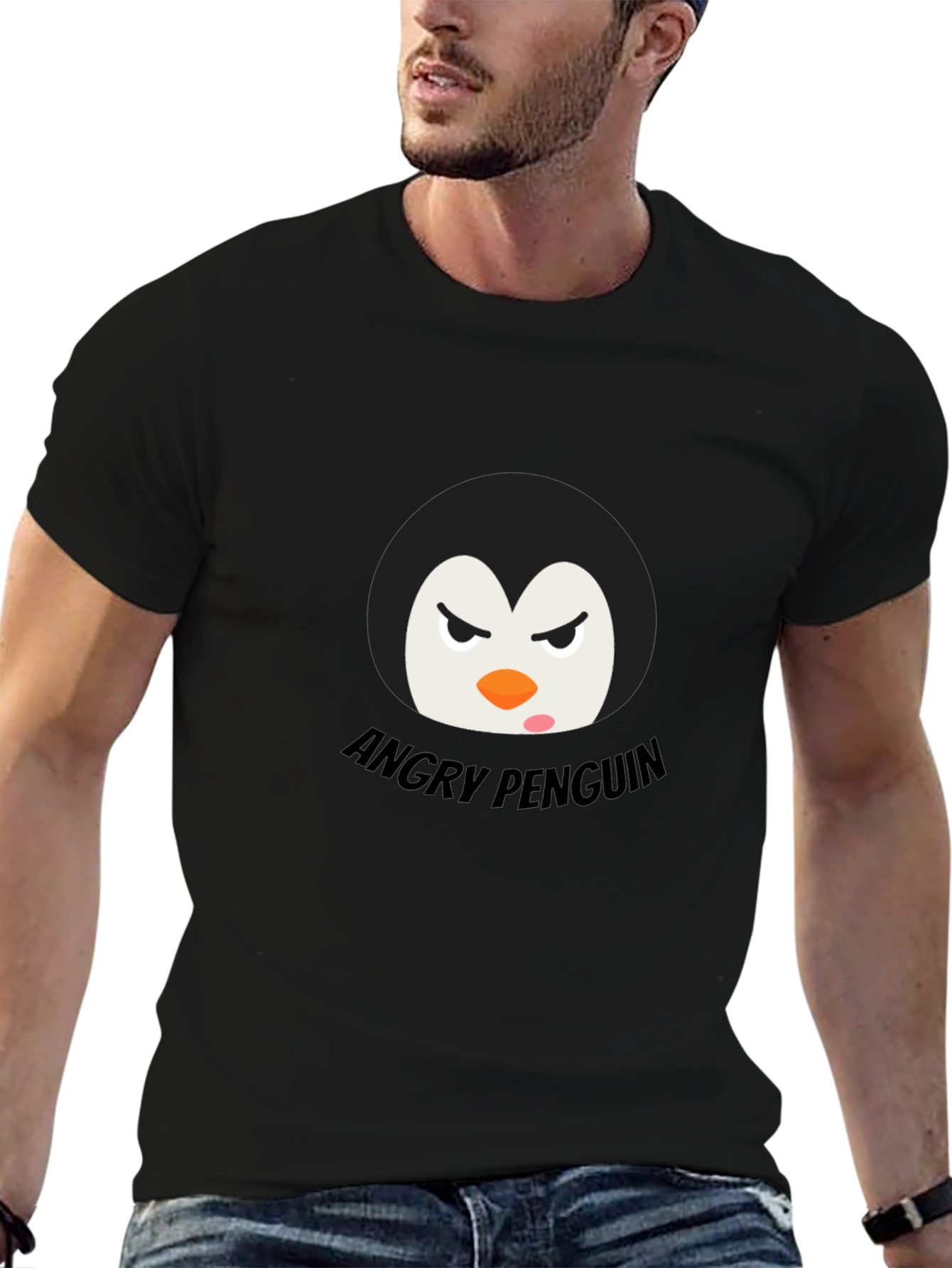 Angry Penguin Graphic Tee - Black Cotton T-Shirt