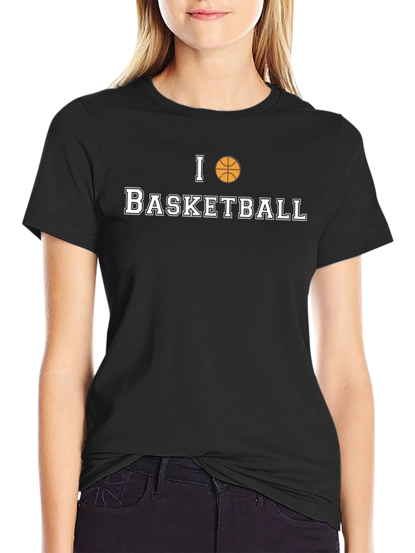 I Love Basketball T-Shirt - Black Cotton Tee