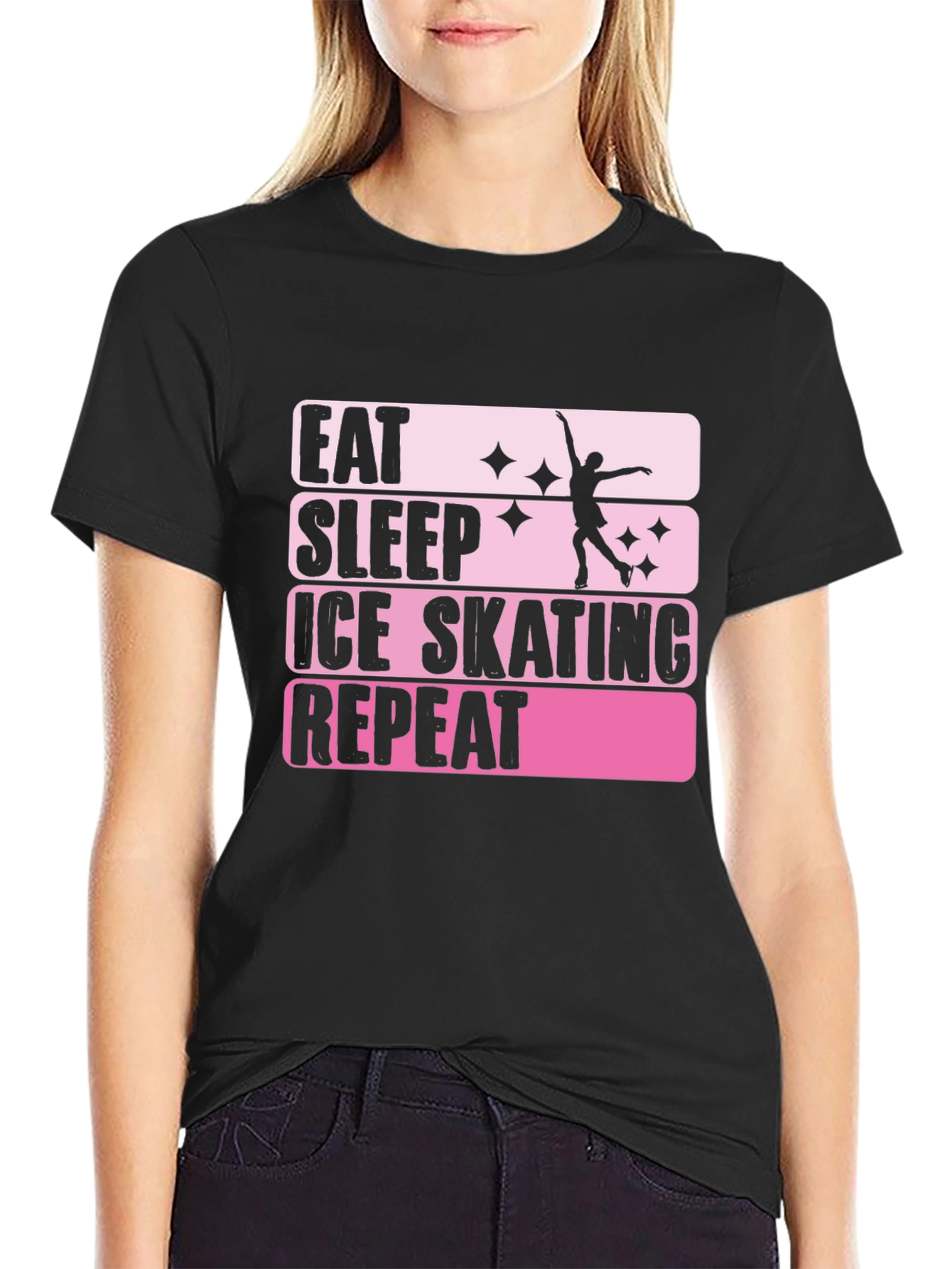Eat Sleep Ice Skating Repeat Graphic T-Shirt