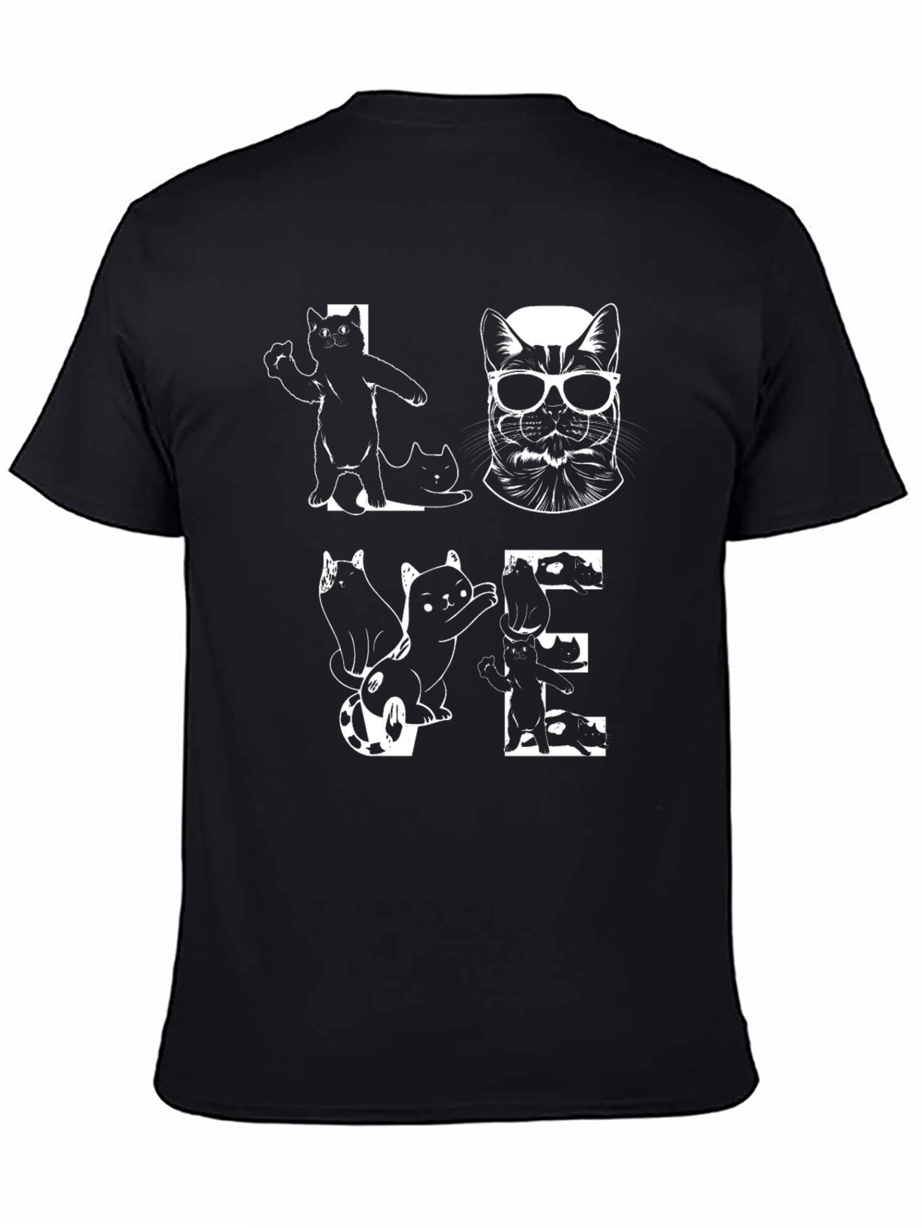 Love Cats T-Shirt - Black Graphic Tee