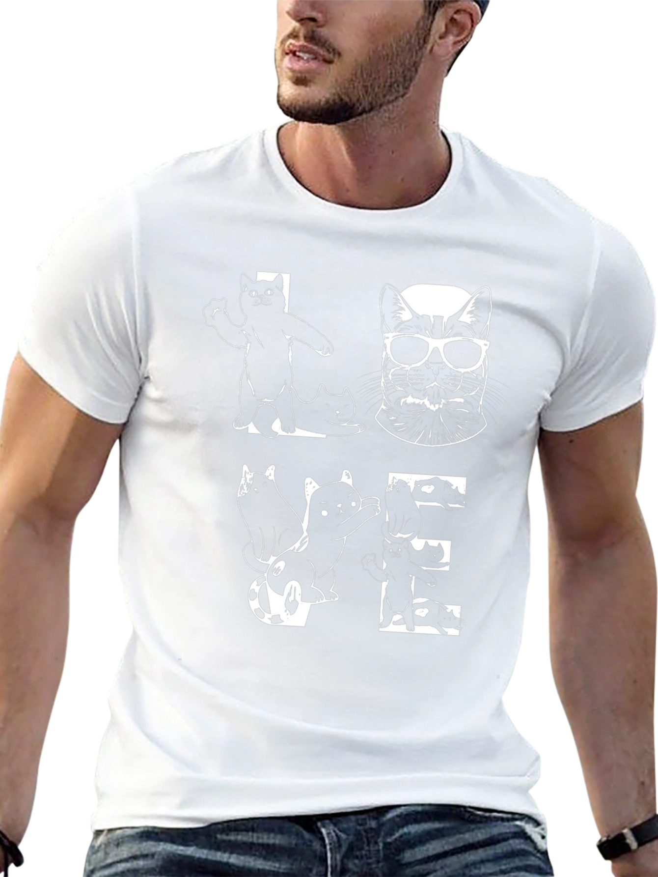 Love Cats T-Shirt - Black Graphic Tee