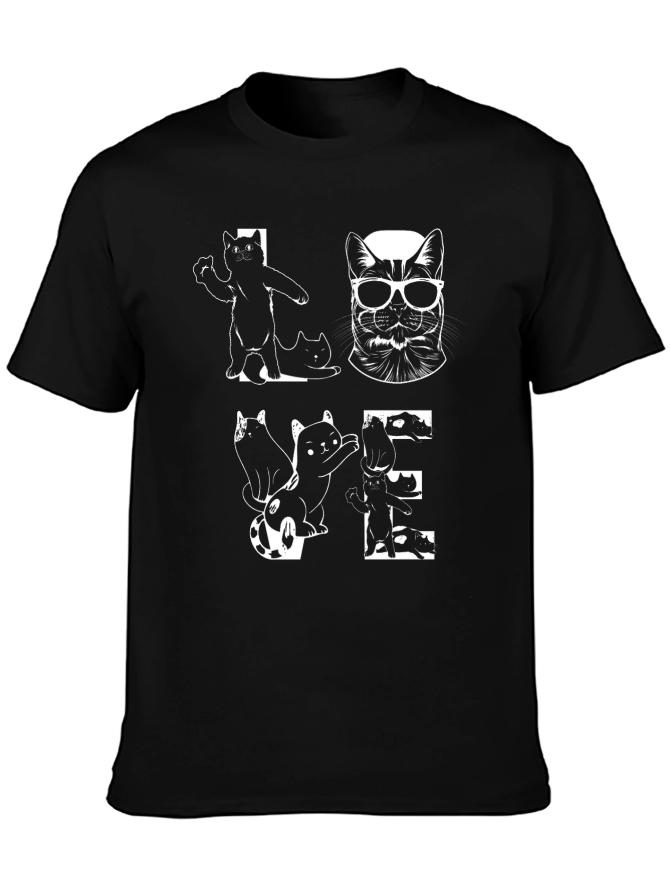 Love Cats T-Shirt - Black Graphic Tee