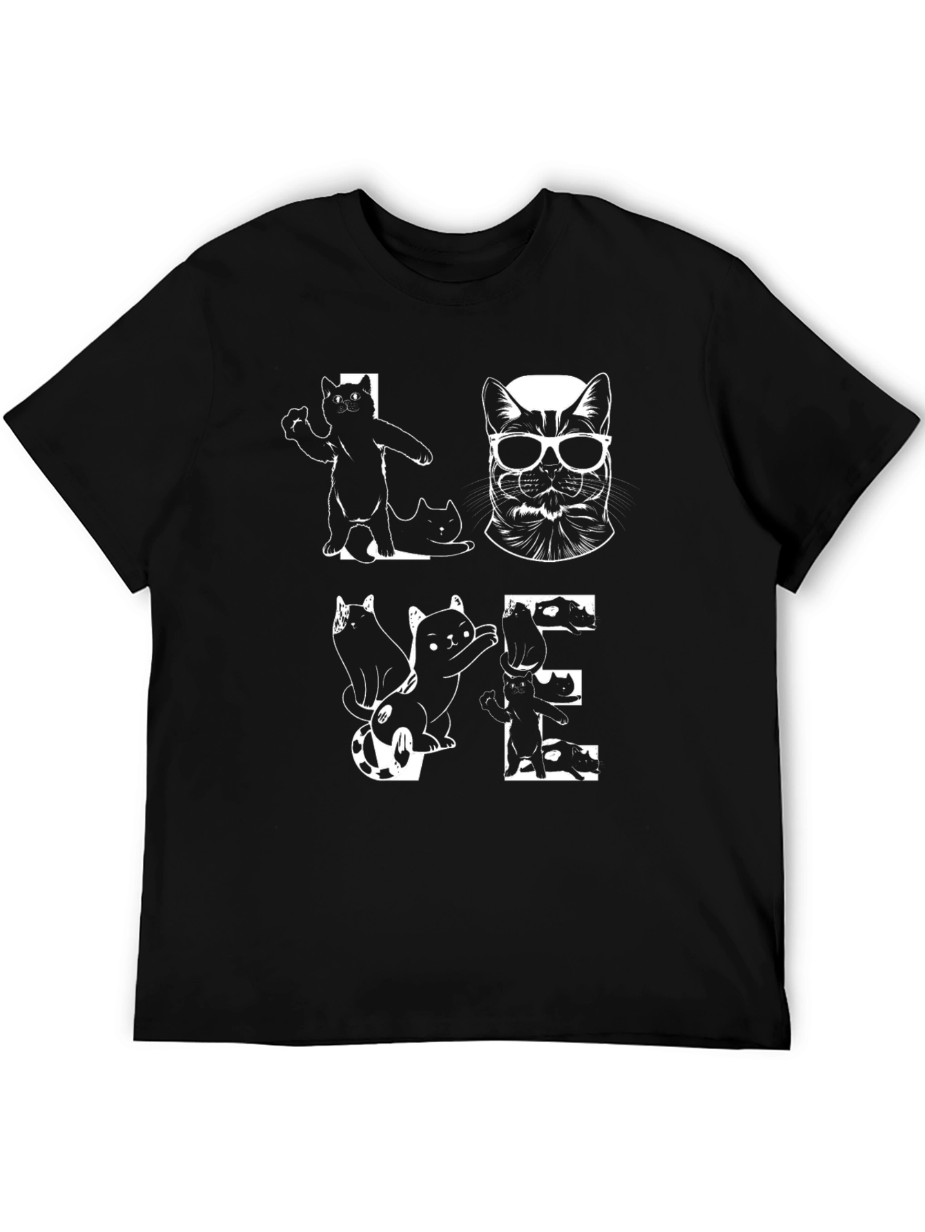 Love Cats T-Shirt - Black Graphic Tee