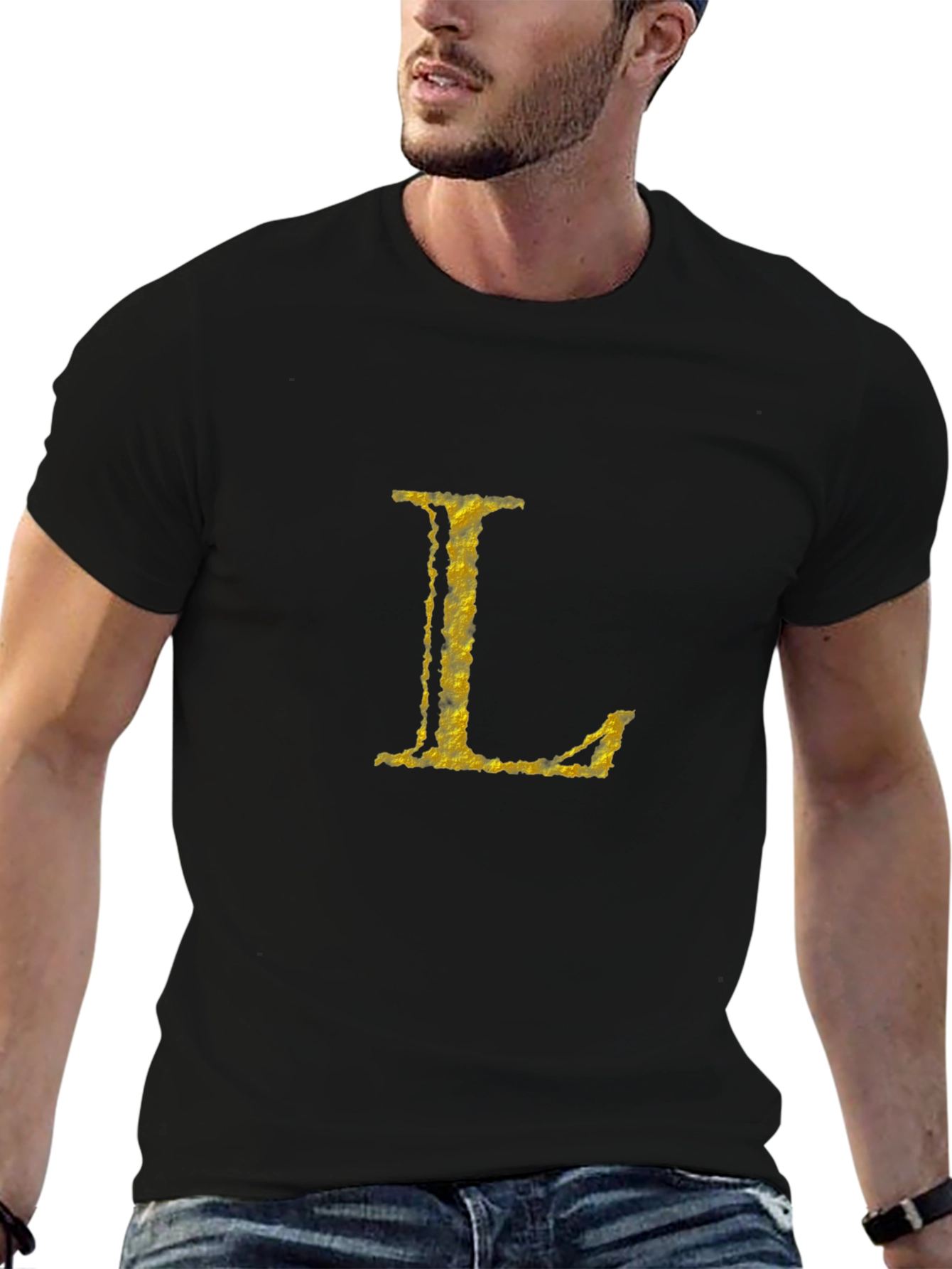 Gold Letter L Black T-Shirt