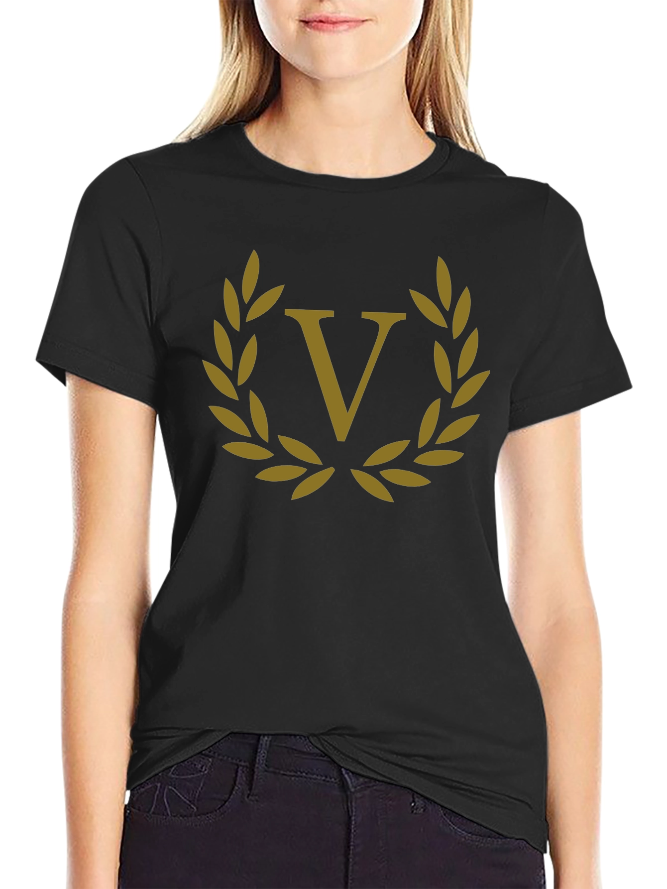 Laurel Wreath V Black T-Shirt