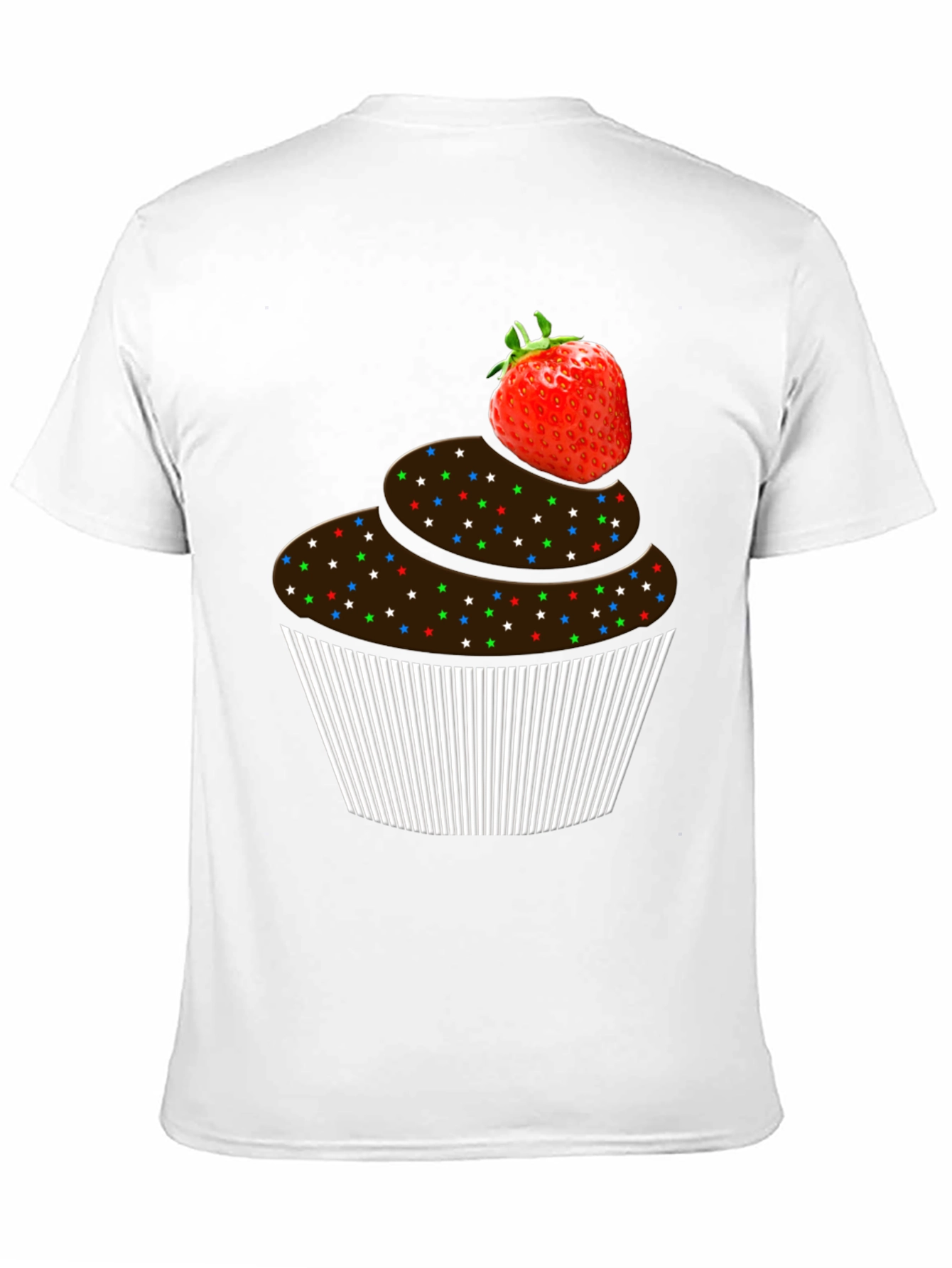 Strawberry Cupcake Graphic Tee - Black Cotton T-Shirt