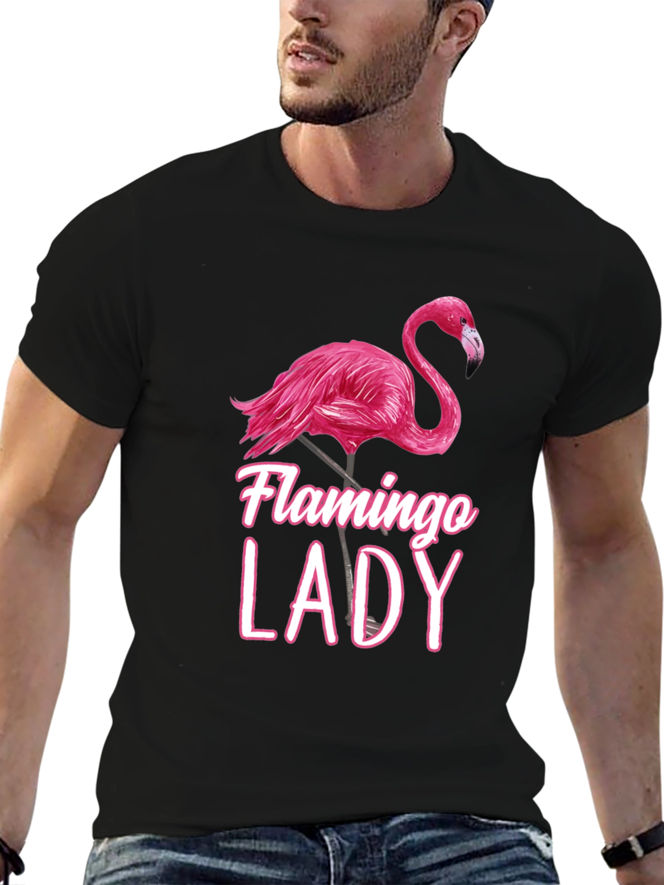 Flamingo Lady Black T-Shirt