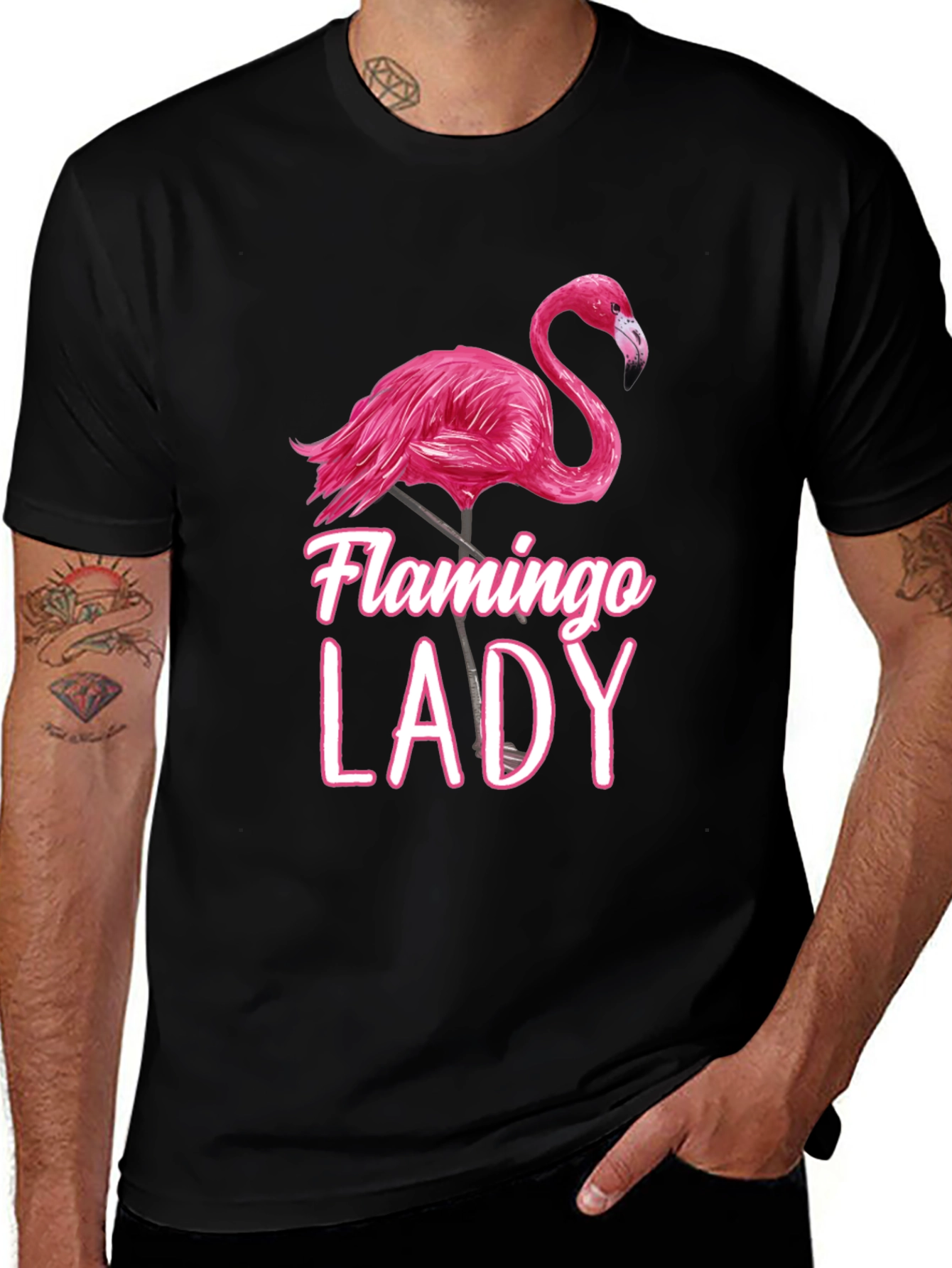 Flamingo Lady Black T-Shirt