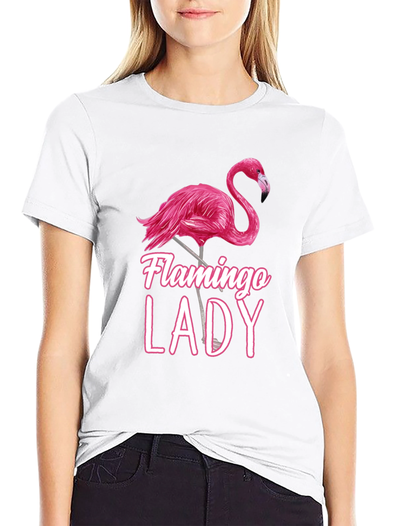 Flamingo Lady Black T-Shirt