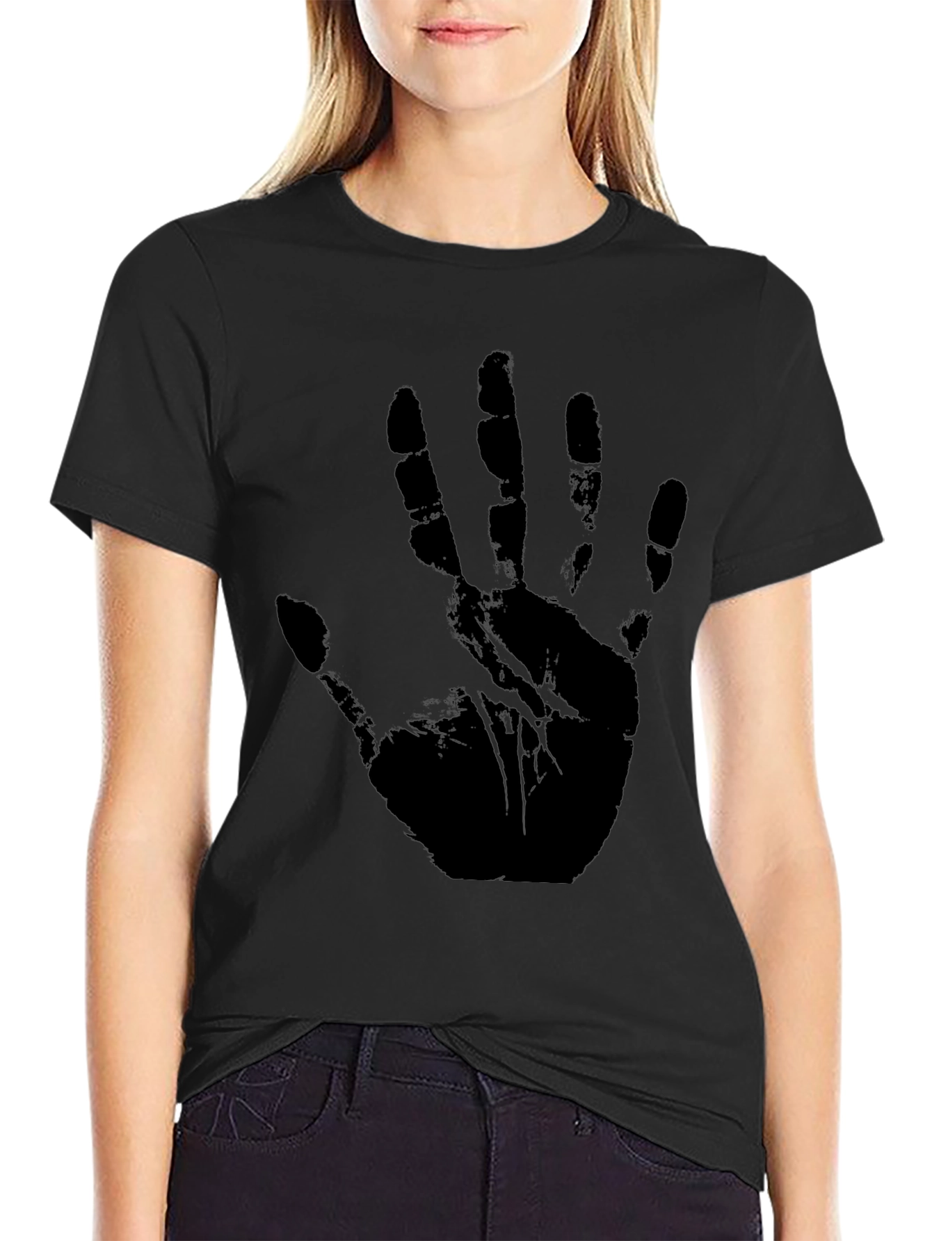 Black Handprint Graphic T-Shirt