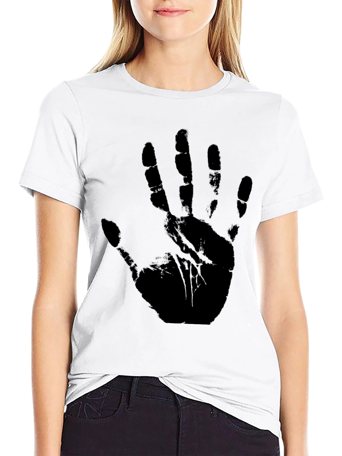 Black Handprint Graphic T-Shirt