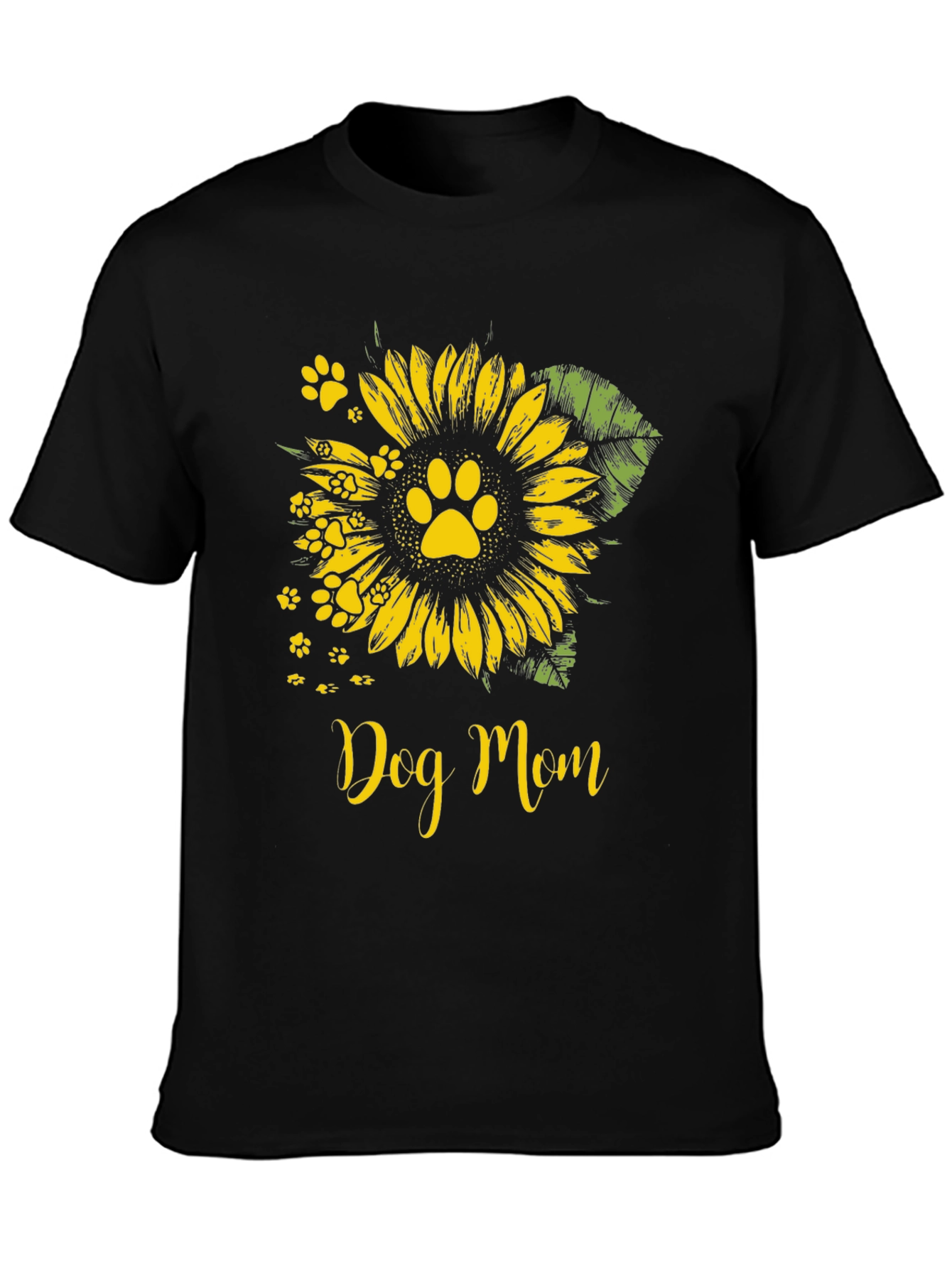 Dog Mom Sunflower Paw Print Graphic Tee