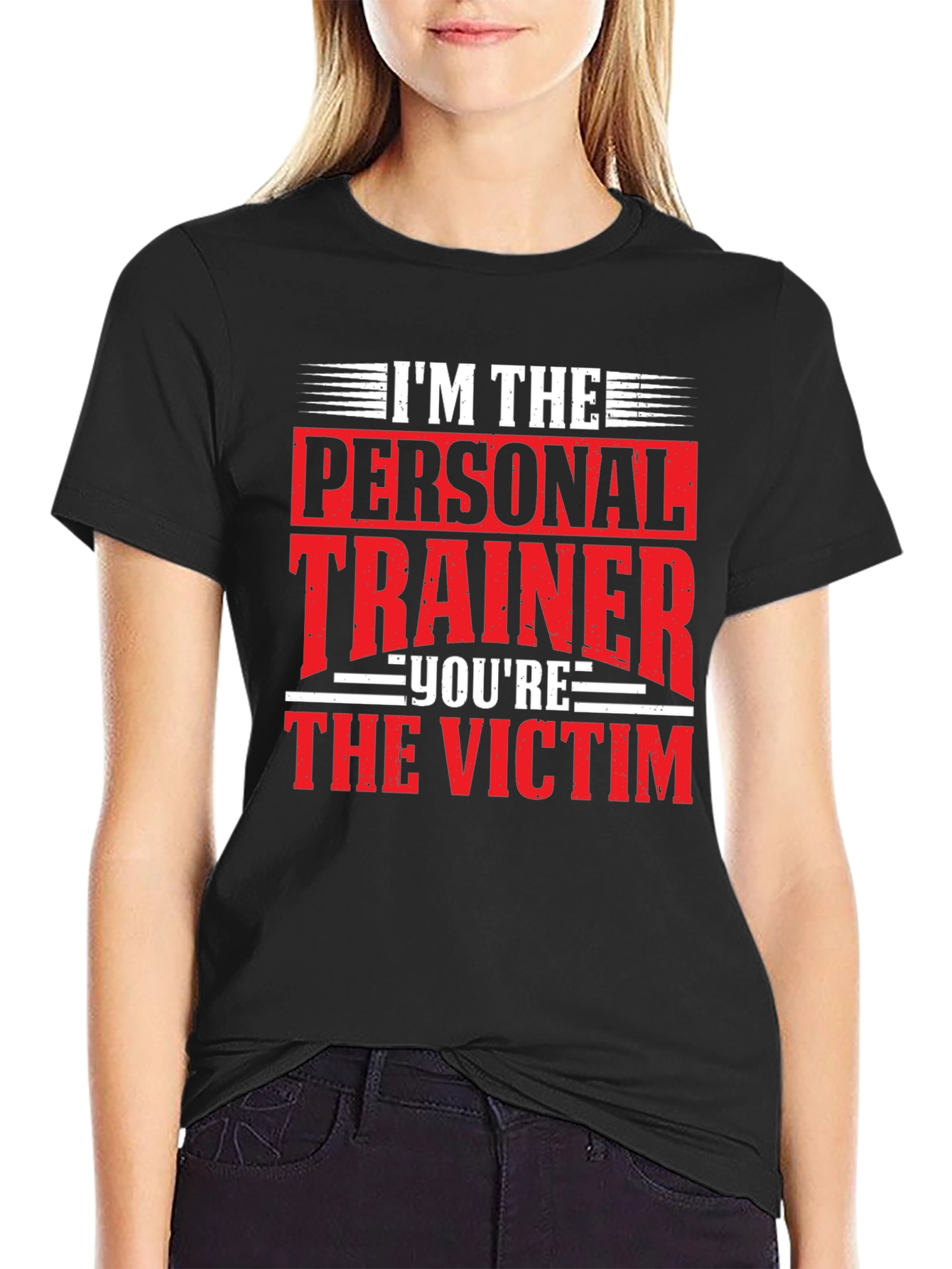 Personal Trainer Victim Black Graphic Tee