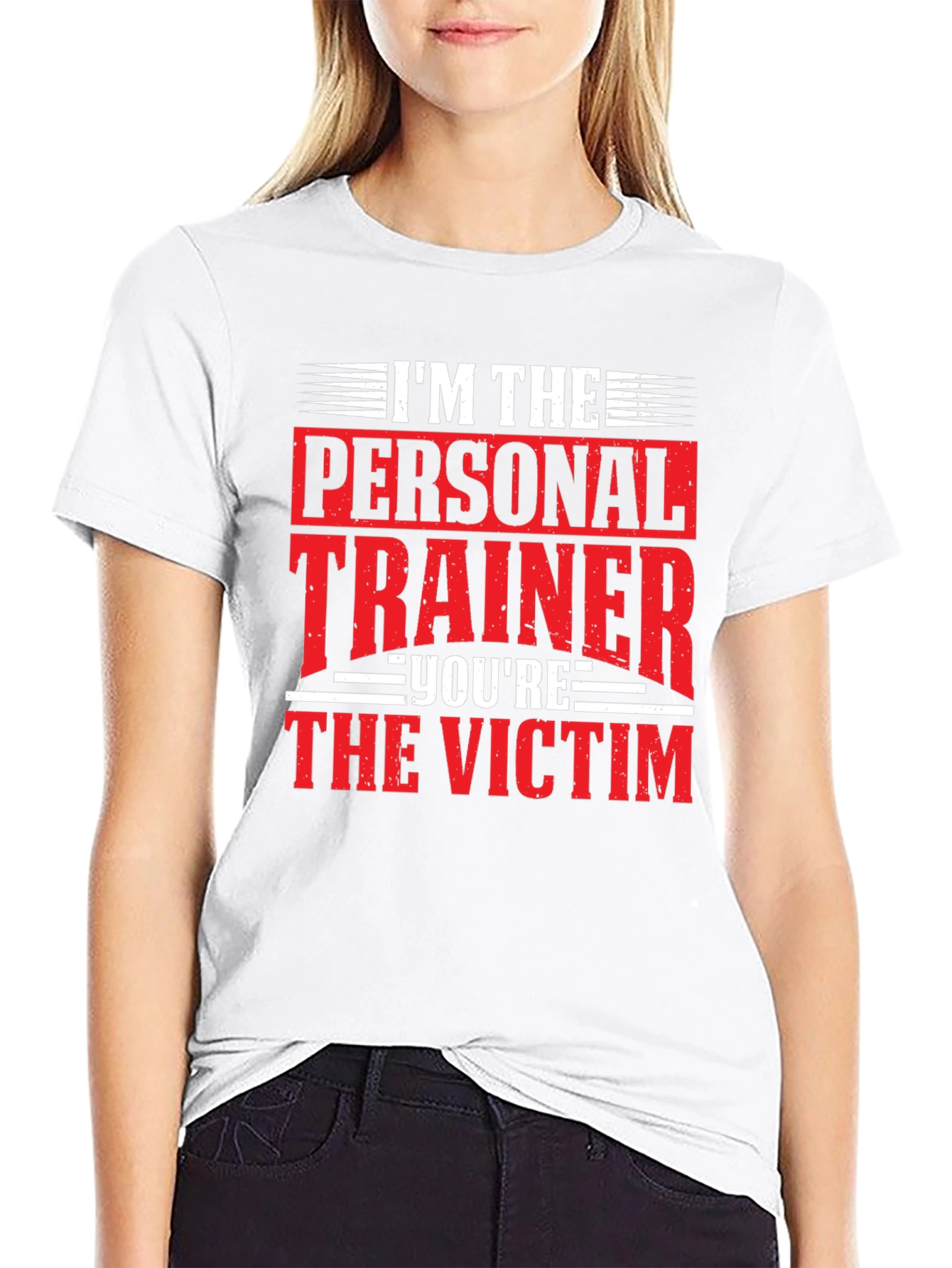 Personal Trainer Victim Black Graphic Tee