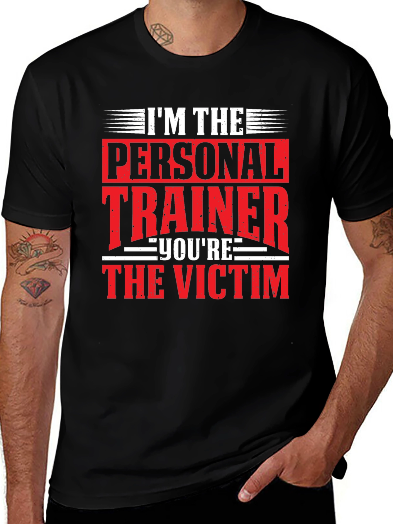 Personal Trainer Victim Black Graphic Tee