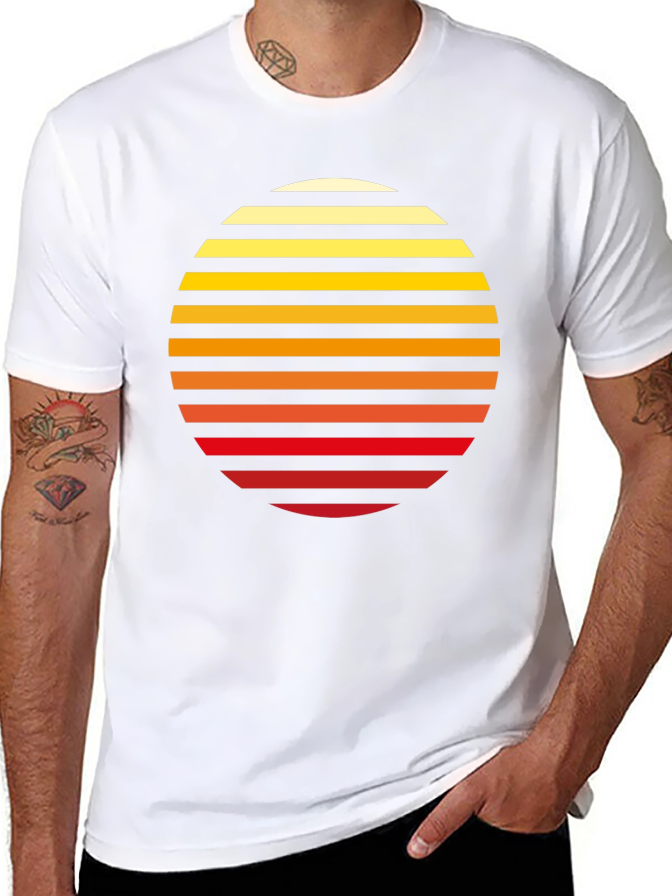 Retro Sunset Striped Graphic Tee
