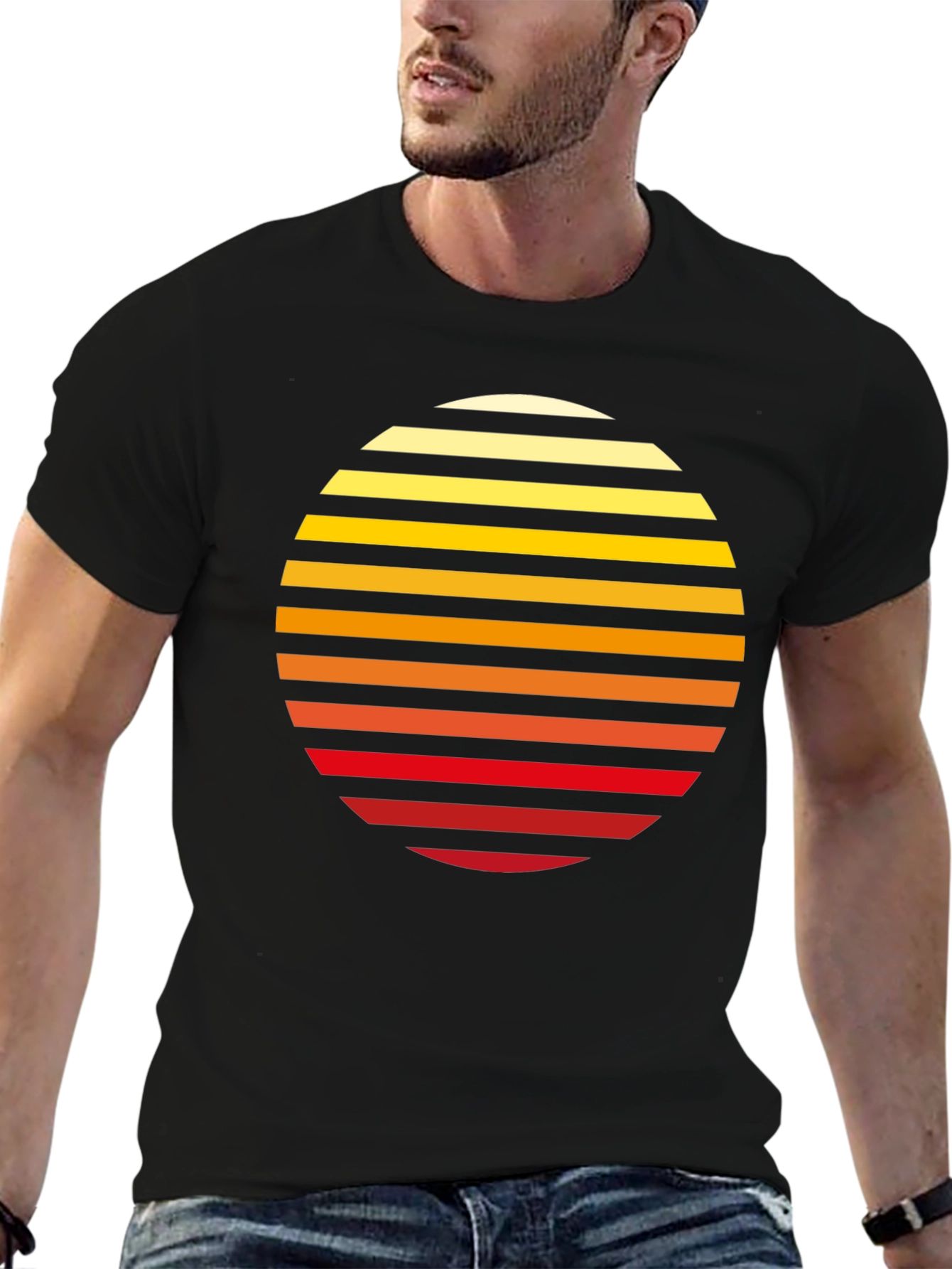 Retro Sunset Striped Graphic Tee